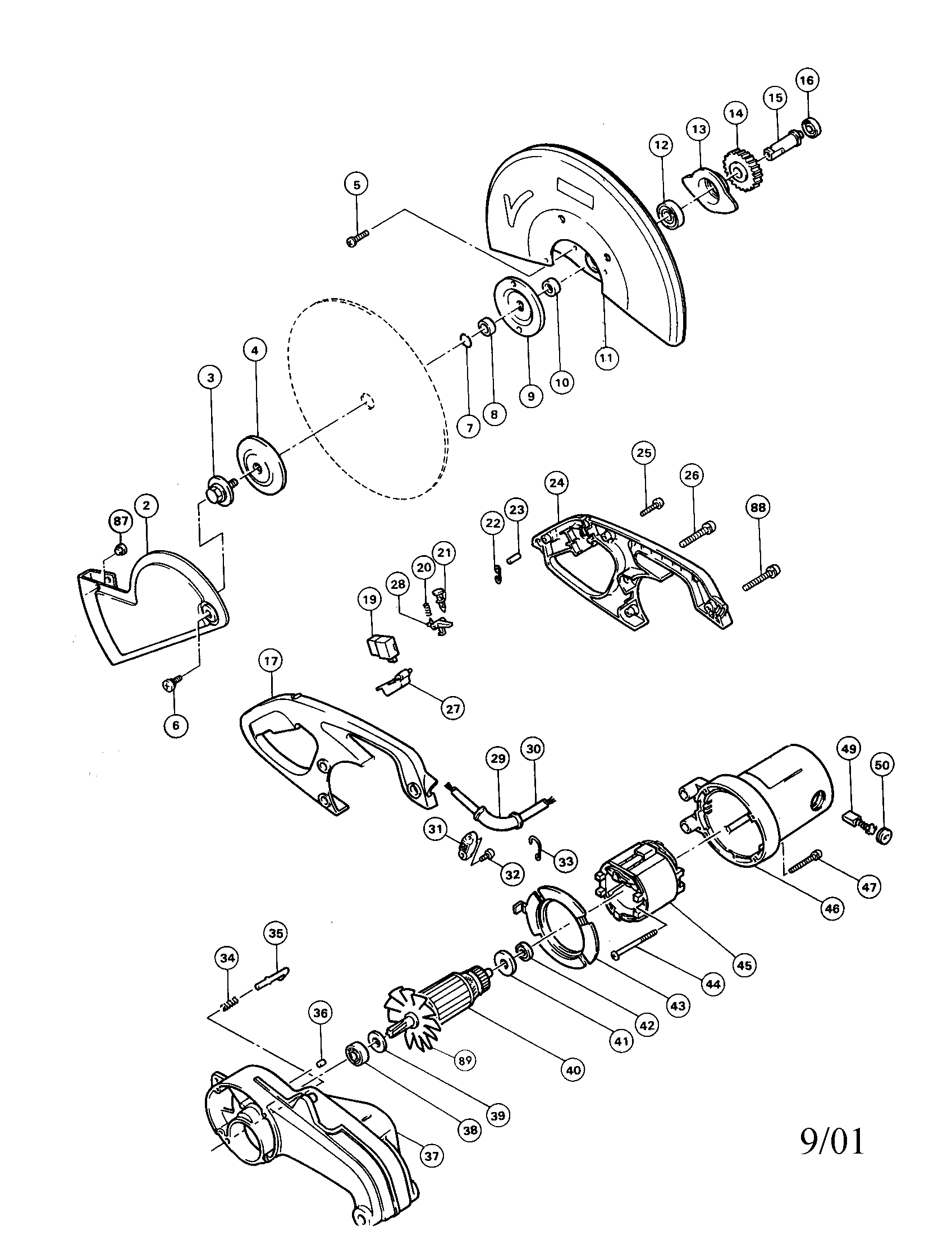 Makita 2414B portable cut-off saw diagram