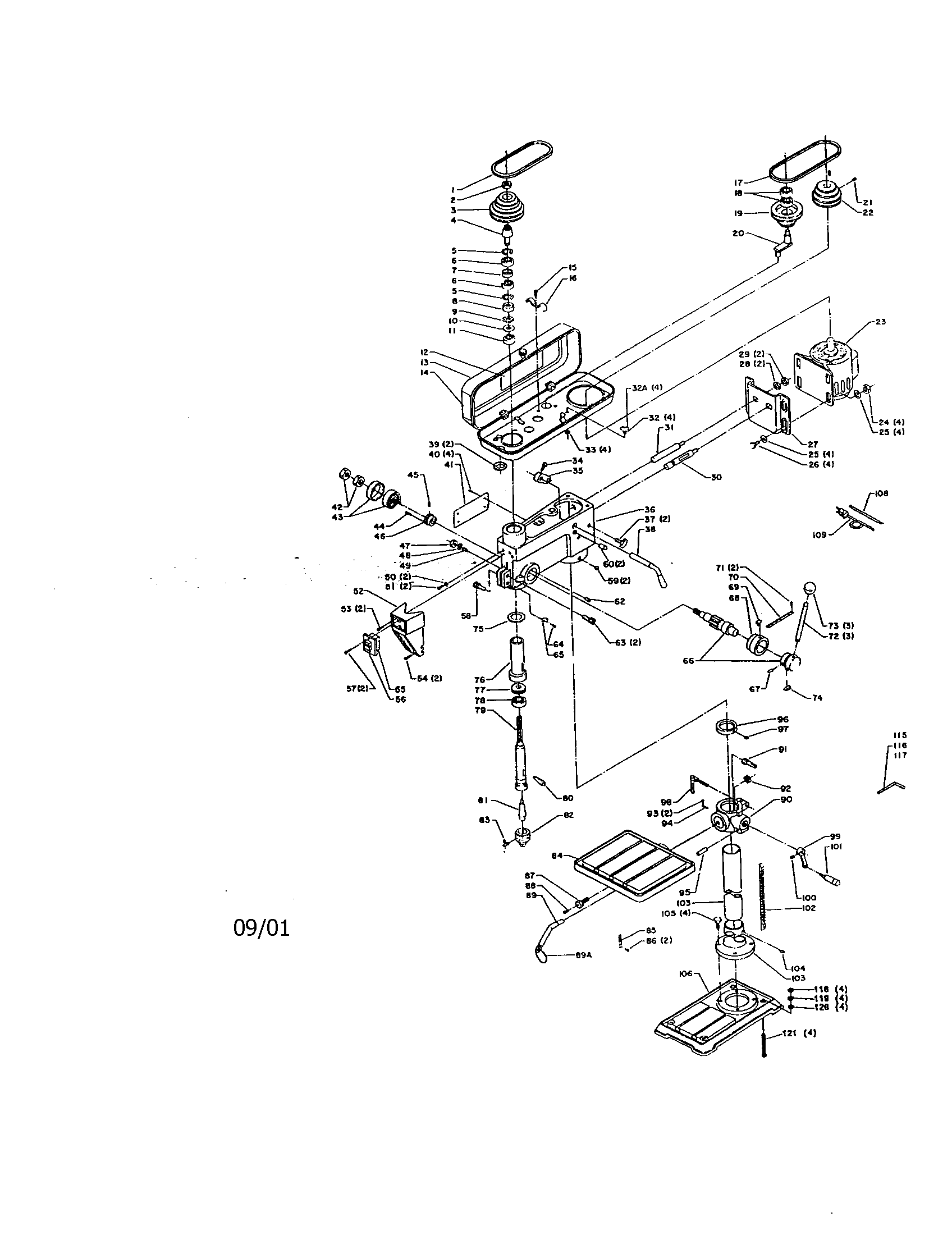 Delta 70-200 20" drill press diagram