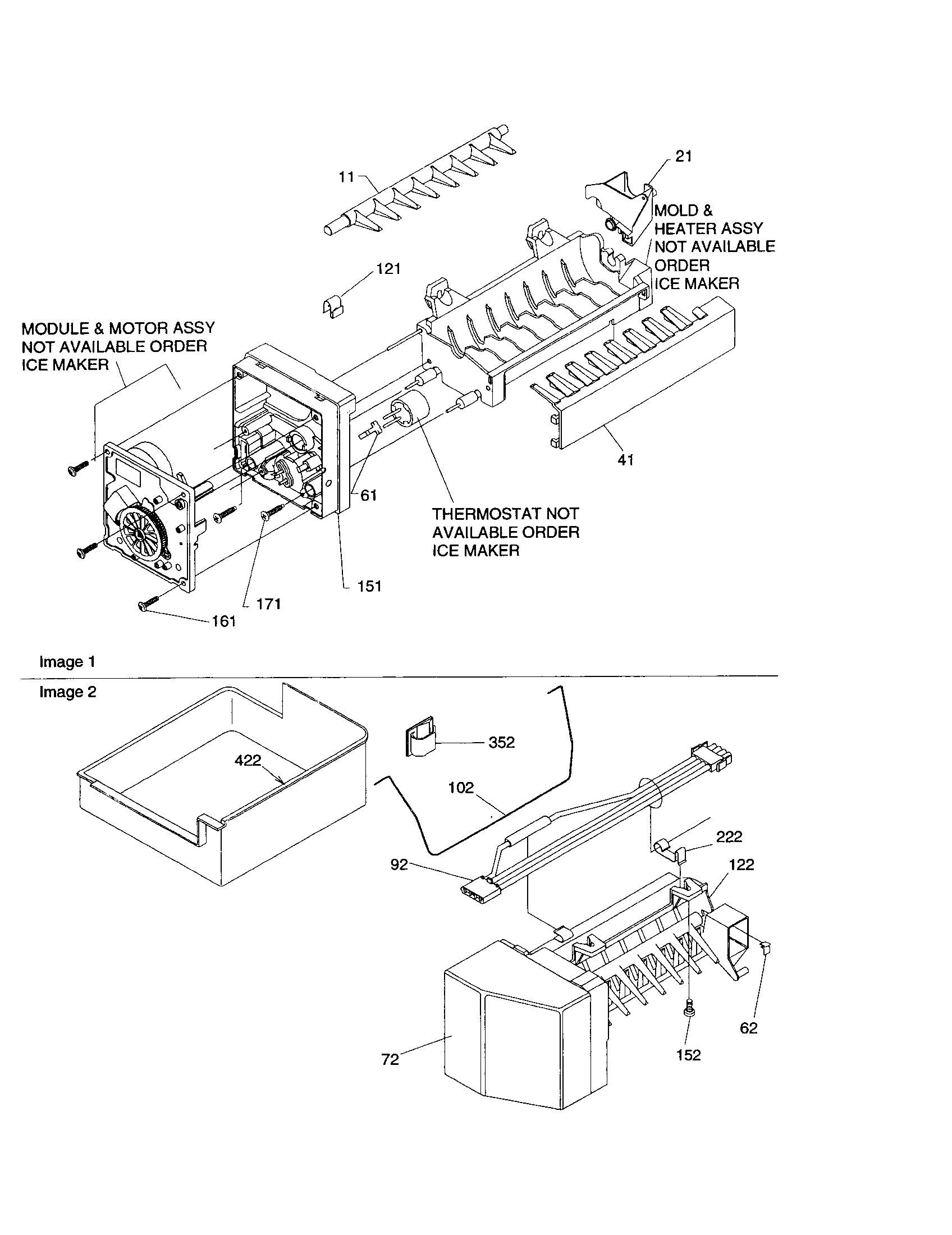 Amana ART2127AW-PART2127AW0 ice maker assembly diagram