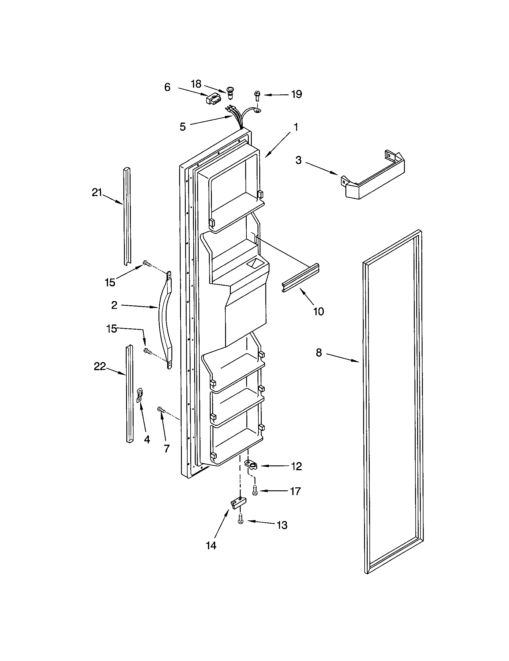 Kenmore 10652224100 freezer door diagram