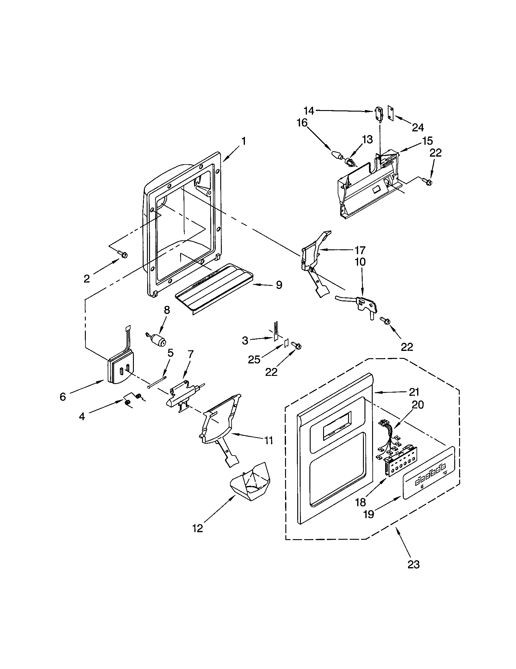 Kenmore 10652224100 dispenser front diagram