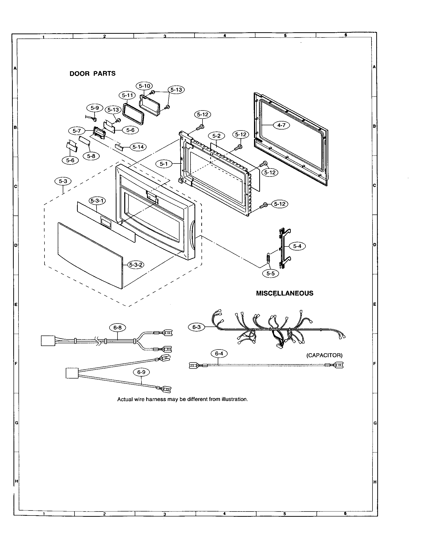 Sharp R-370ES door and miscellaneous diagram