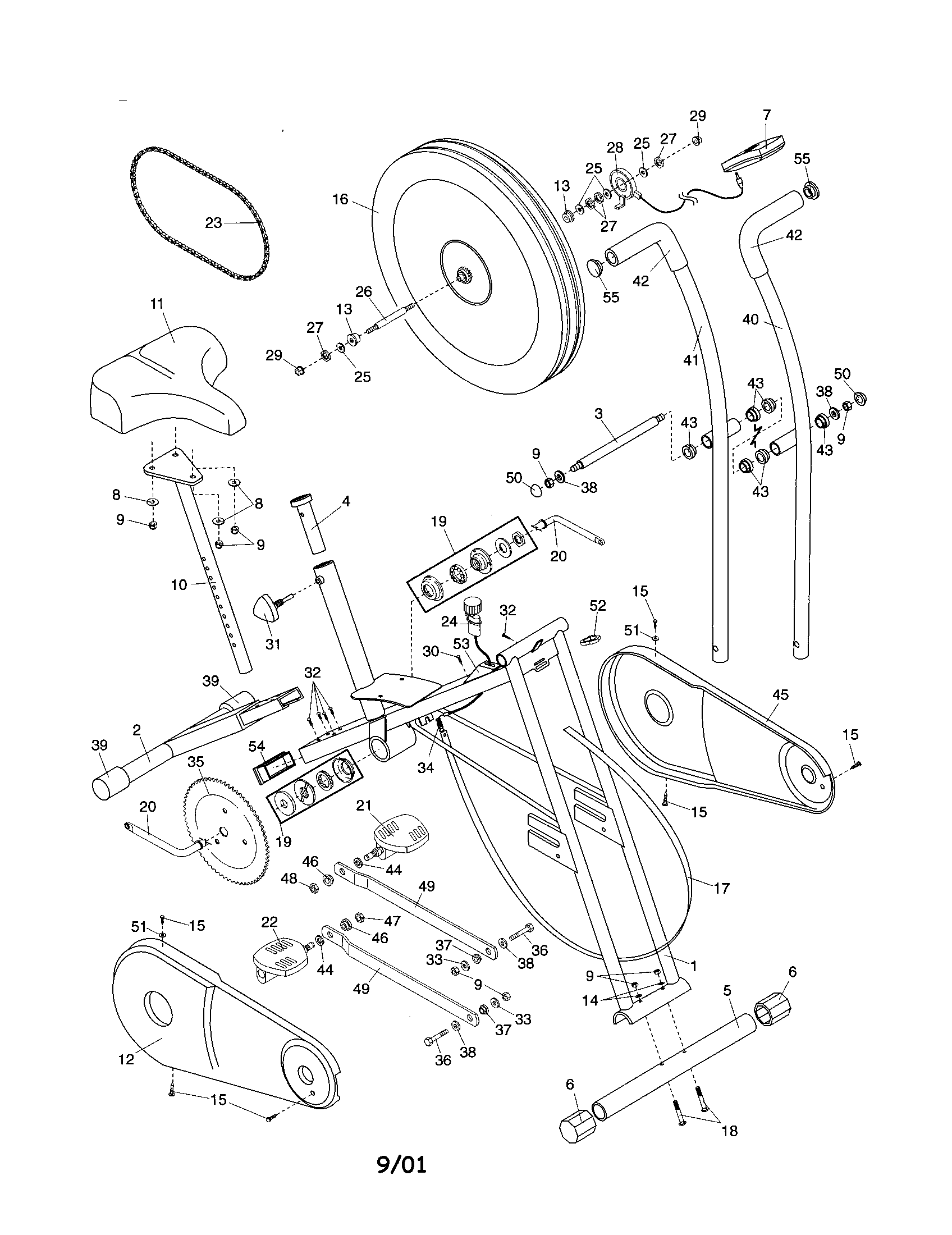 Weslo WLEX08810 frame assembly diagram