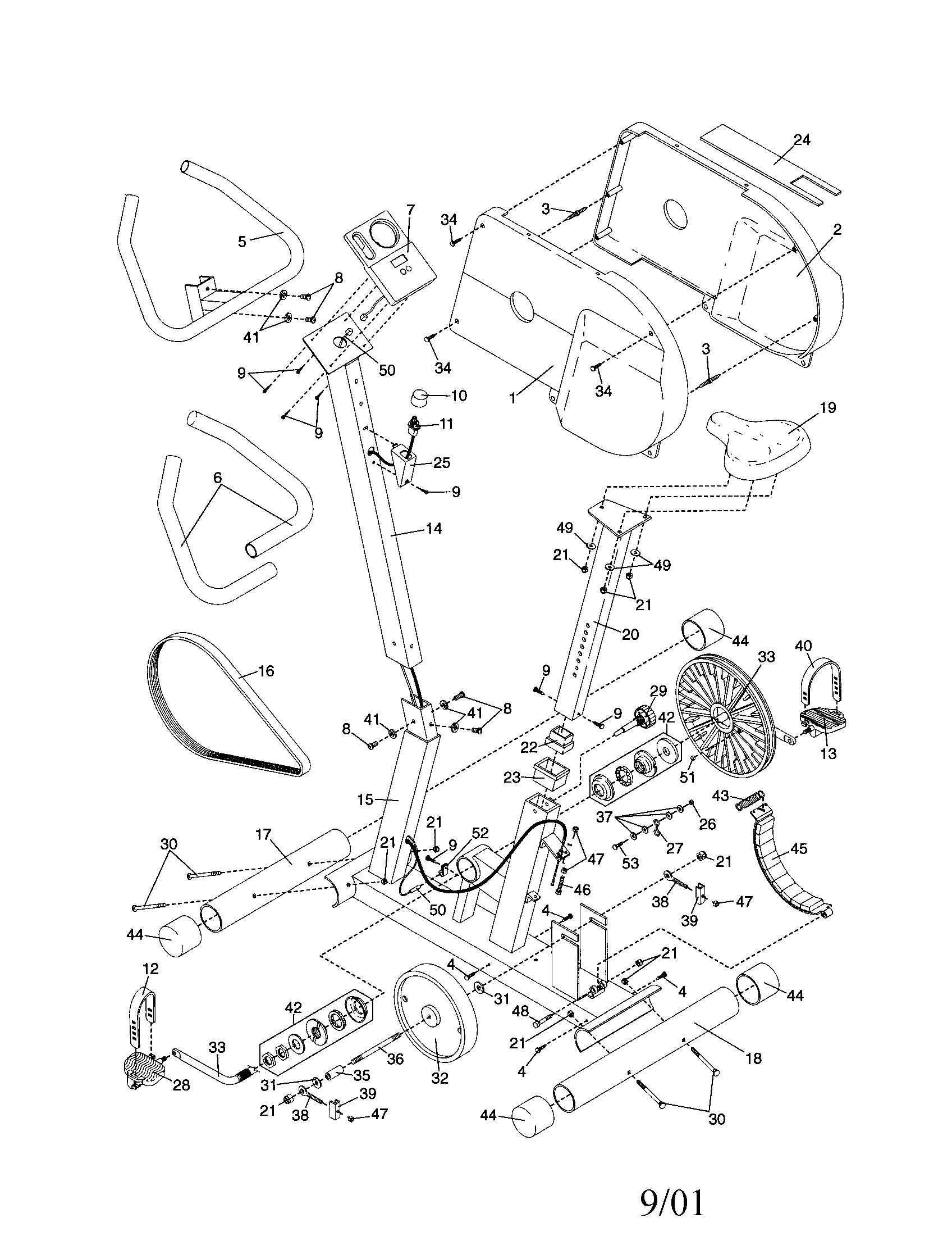 Weslo WLEX12010 frame assembly diagram