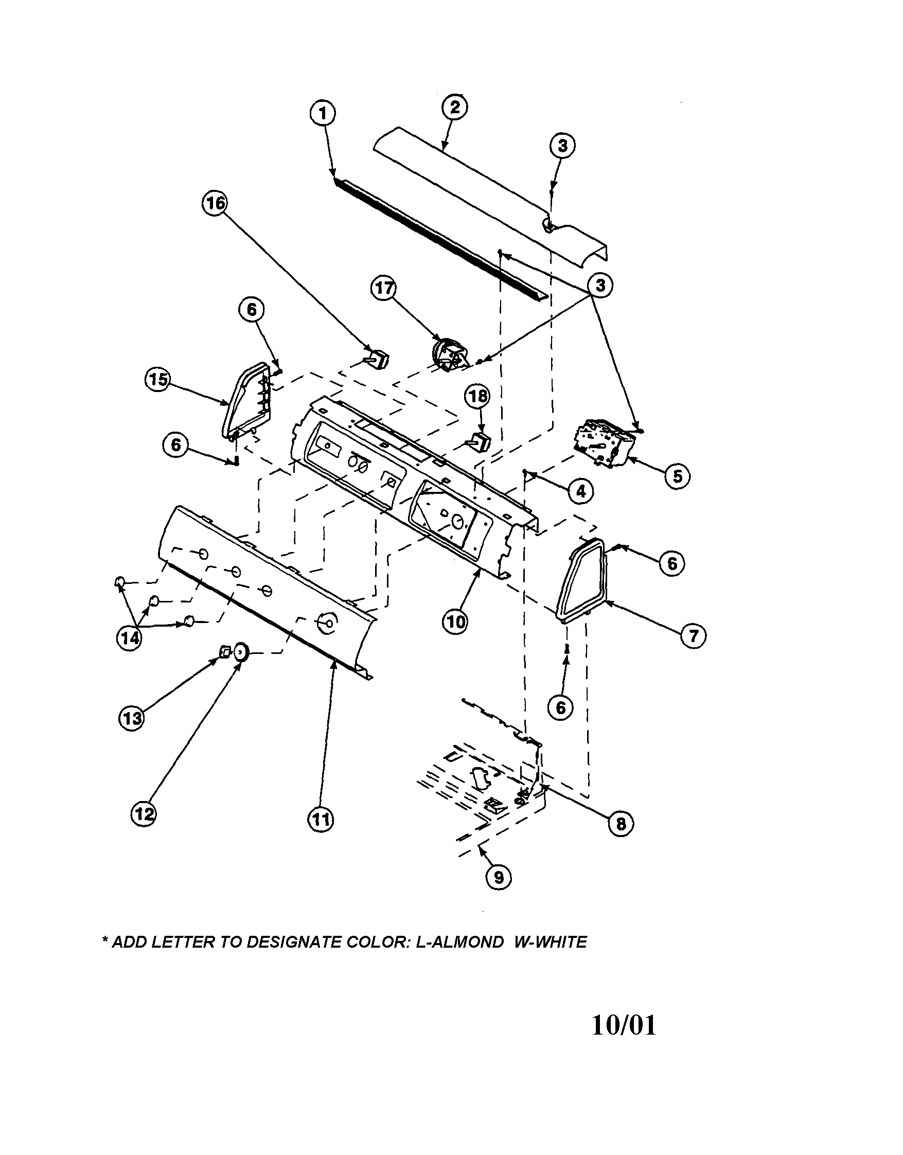 Amana LW6153WB-PLW6153WBA graphic panel, control/controls diagram