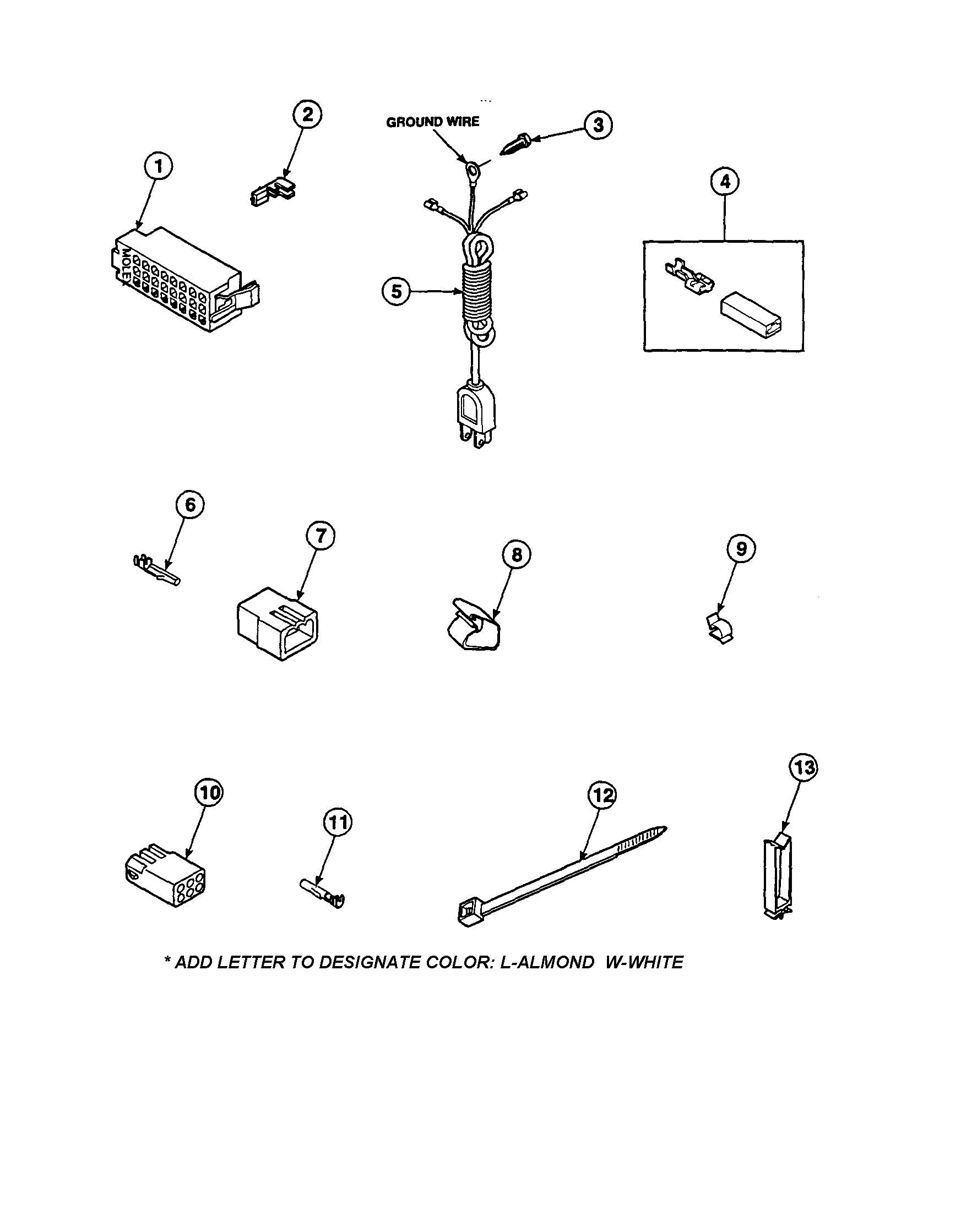 Amana LW6153WB-PLW6153WBA power cord and terminals diagram