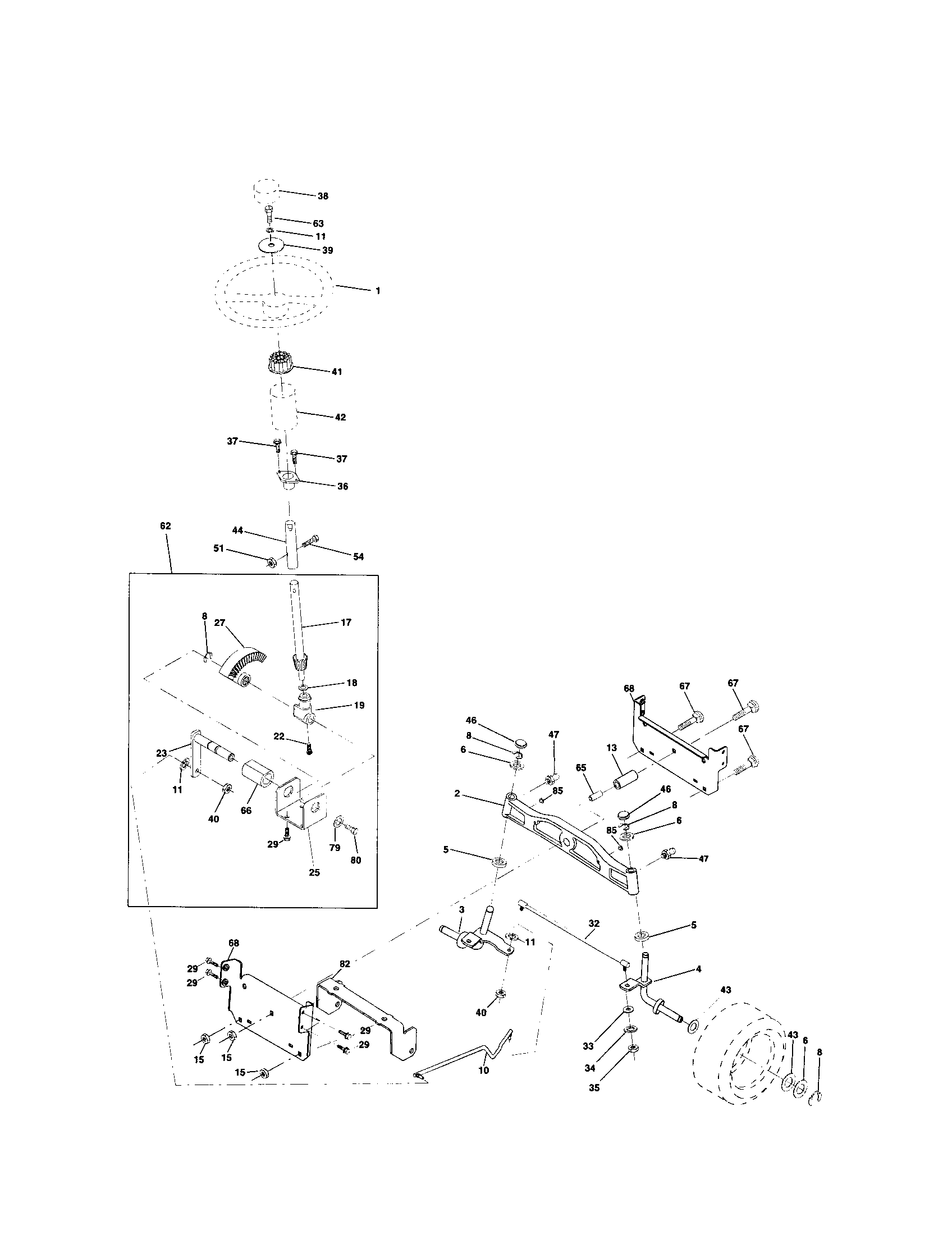 Poulan PR18542STA steering assembly diagram