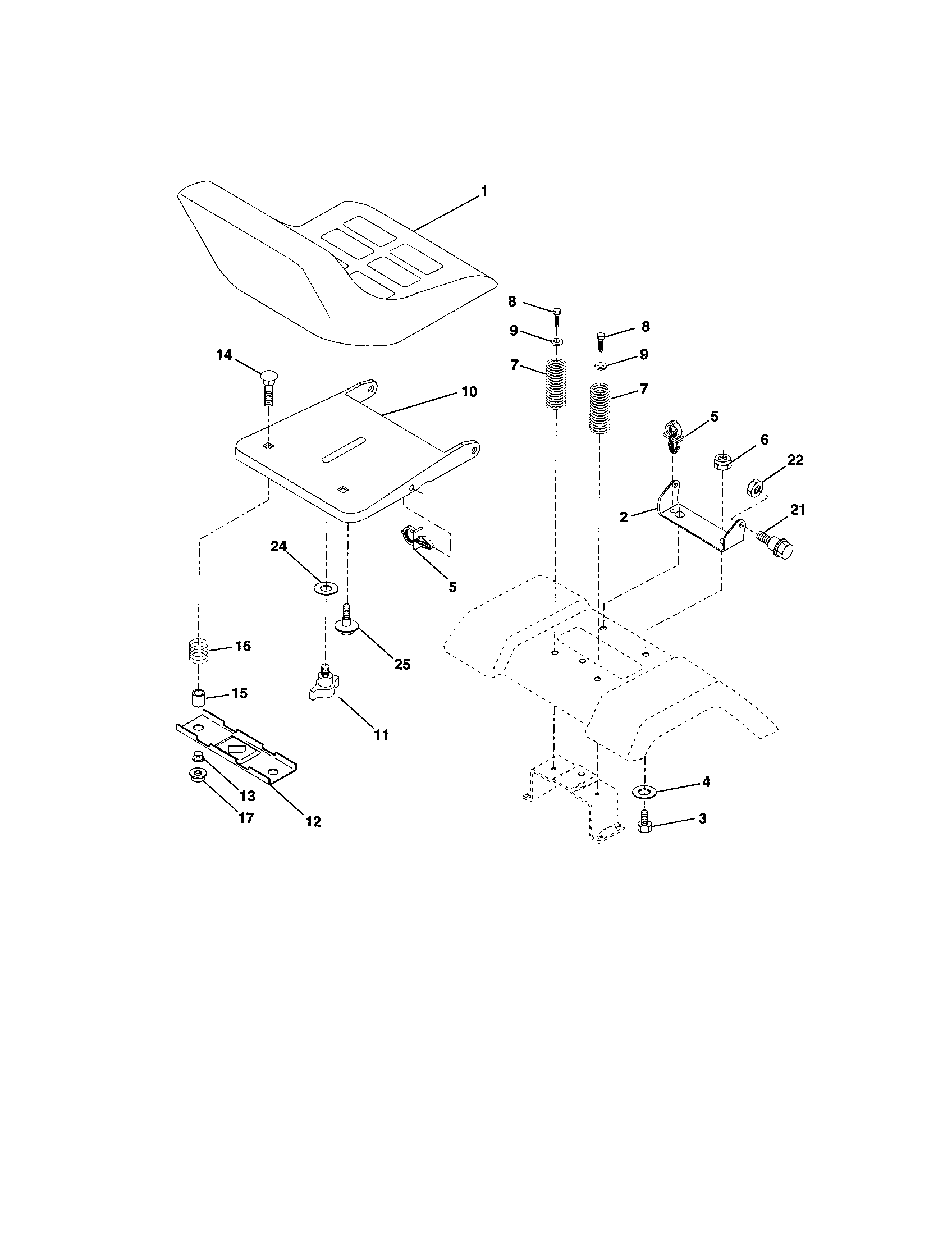 Poulan PR18542STA seat assembly diagram
