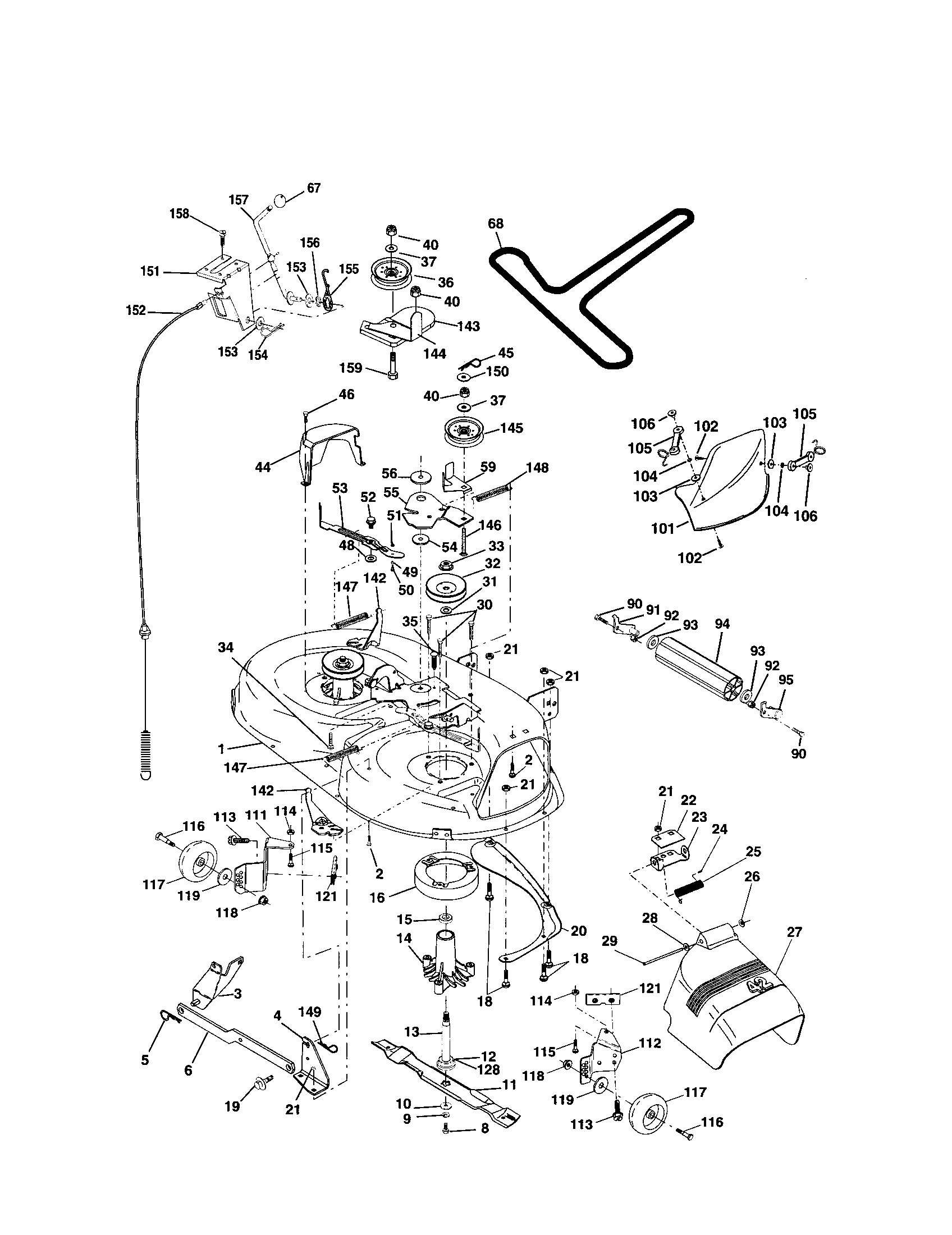 Poulan PR18542STA mower deck diagram