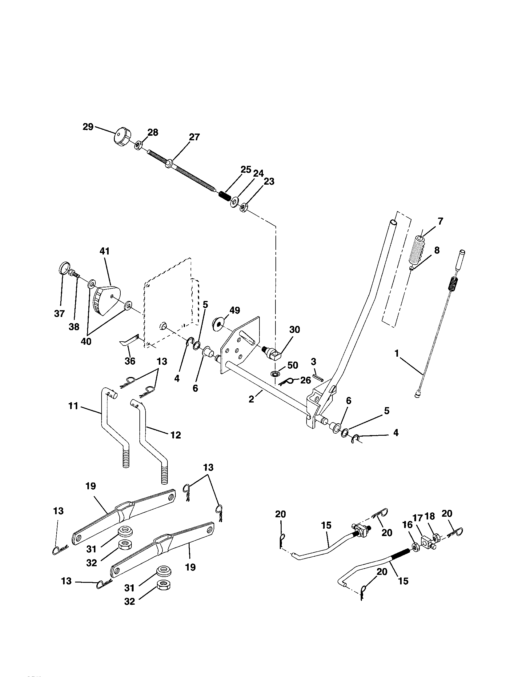 Poulan PR18542STA mower lift diagram