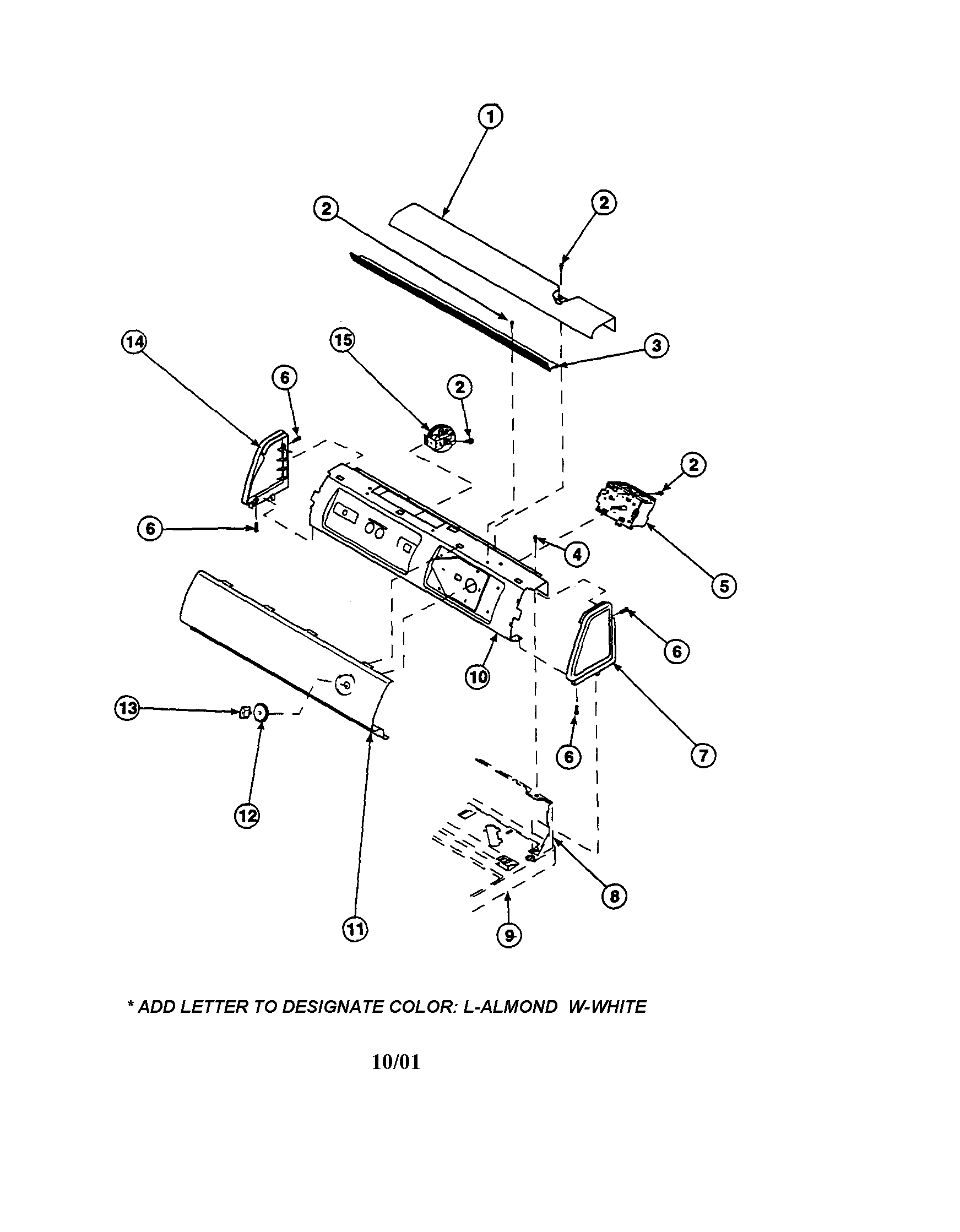 Amana LW6001W2-PLW6001W2B graphic panel, control/controls diagram