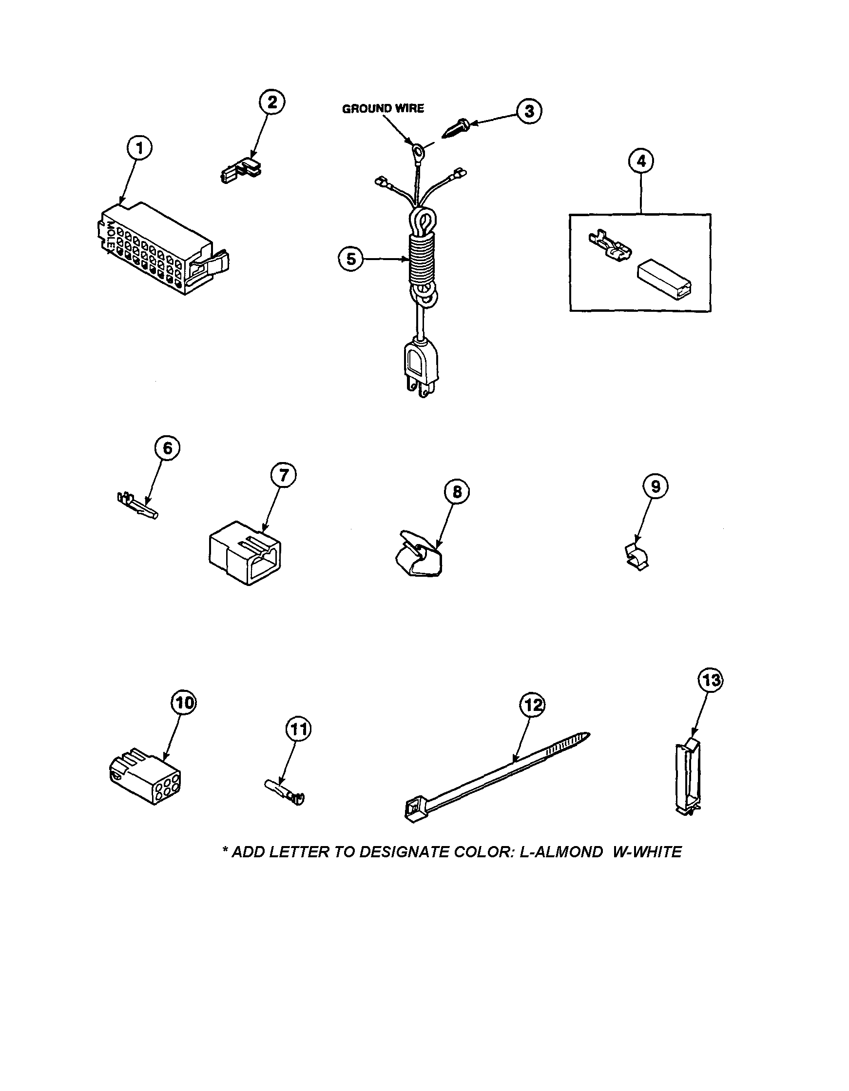 Amana LW6001W2-PLW6001W2B power cord/terminals diagram