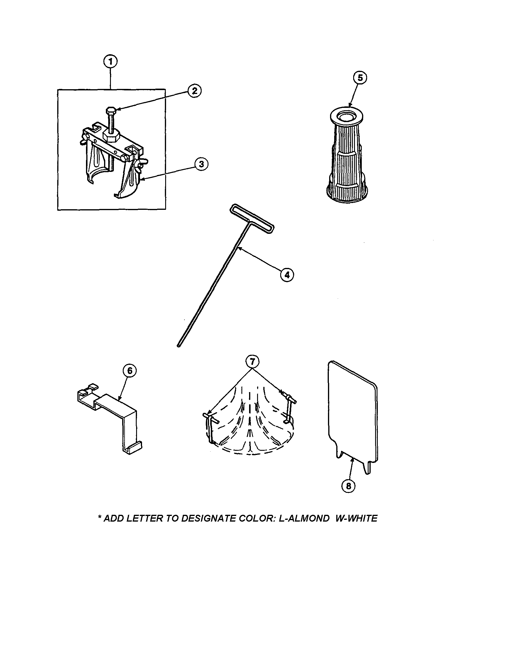 Amana LW6001W2-PLW6001W2B switch and seal tool diagram