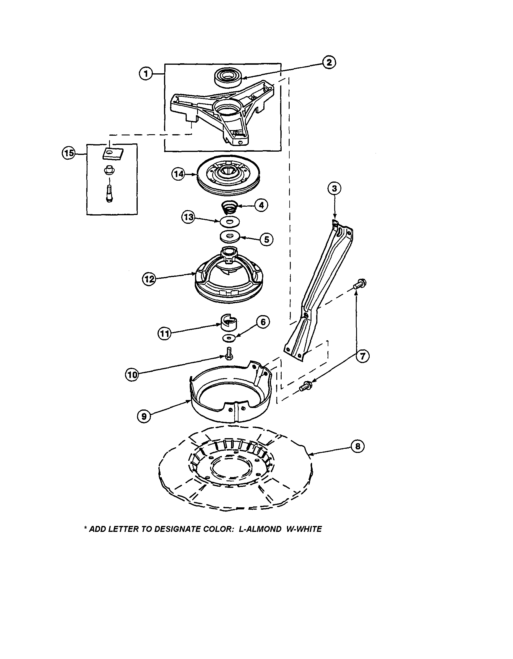 Amana LW8413L2-PLW8413L2A bearing housing/brake/pulley diagram