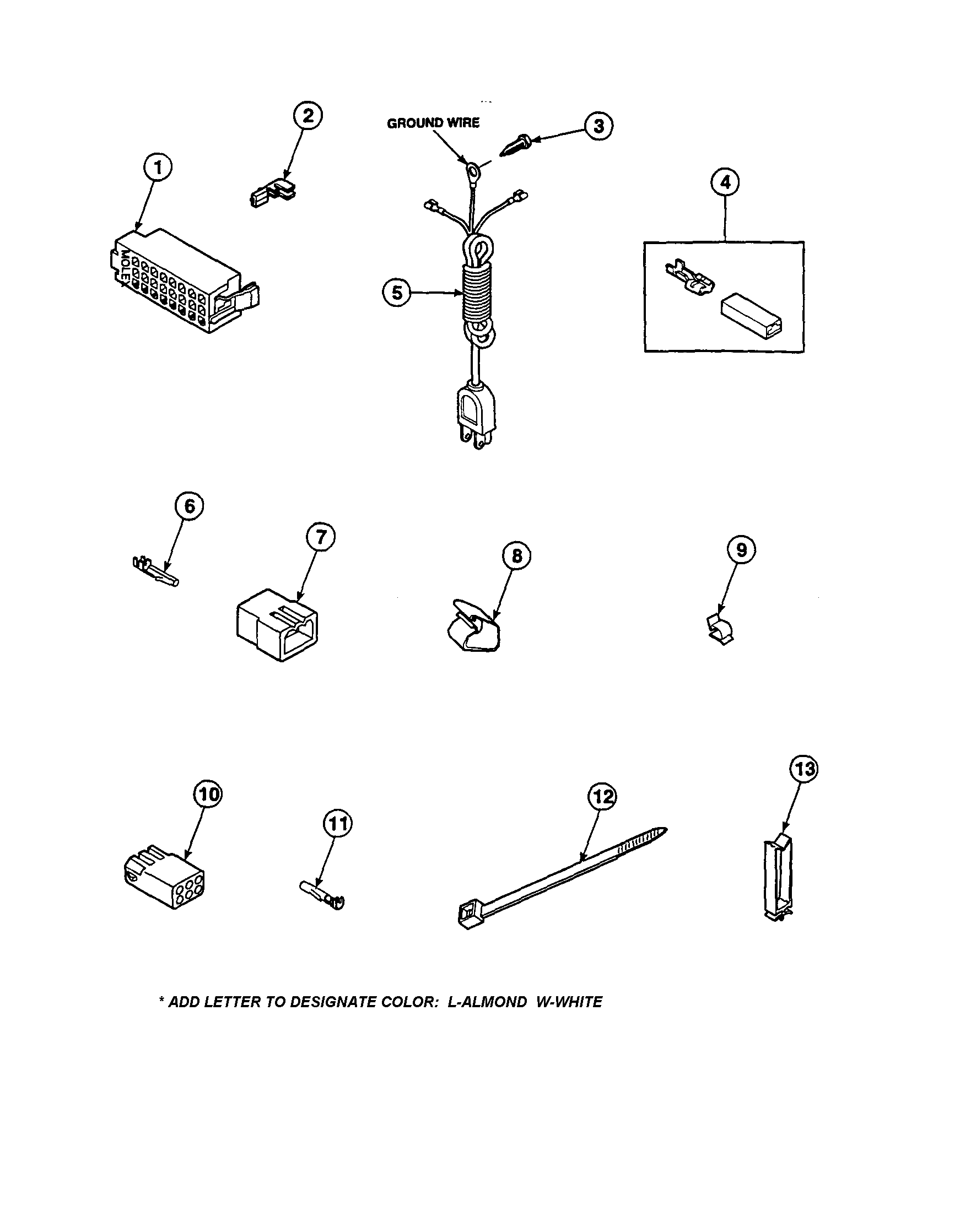 Amana LW8413L2-PLW8413L2A power cord and terminals diagram