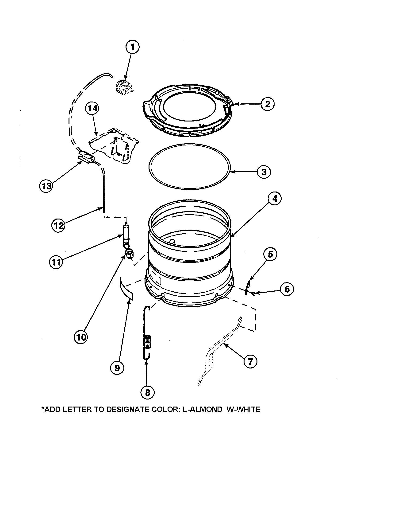 Crosley CW8413W2-PCW8413W2A outer tub, cover/pressure hose diagram