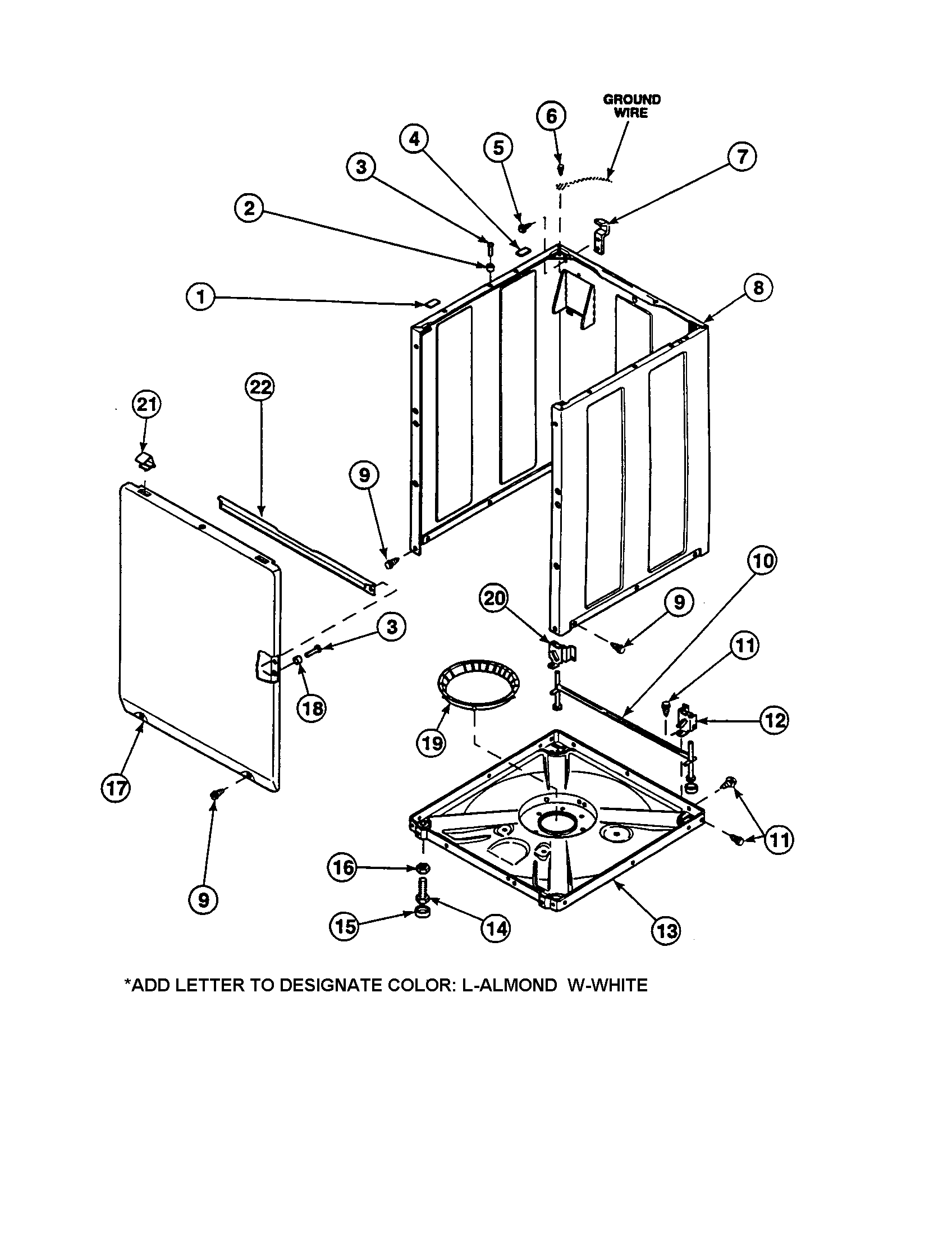 Crosley CW8413W2-PCW8413W2A front panel/cabinet diagram