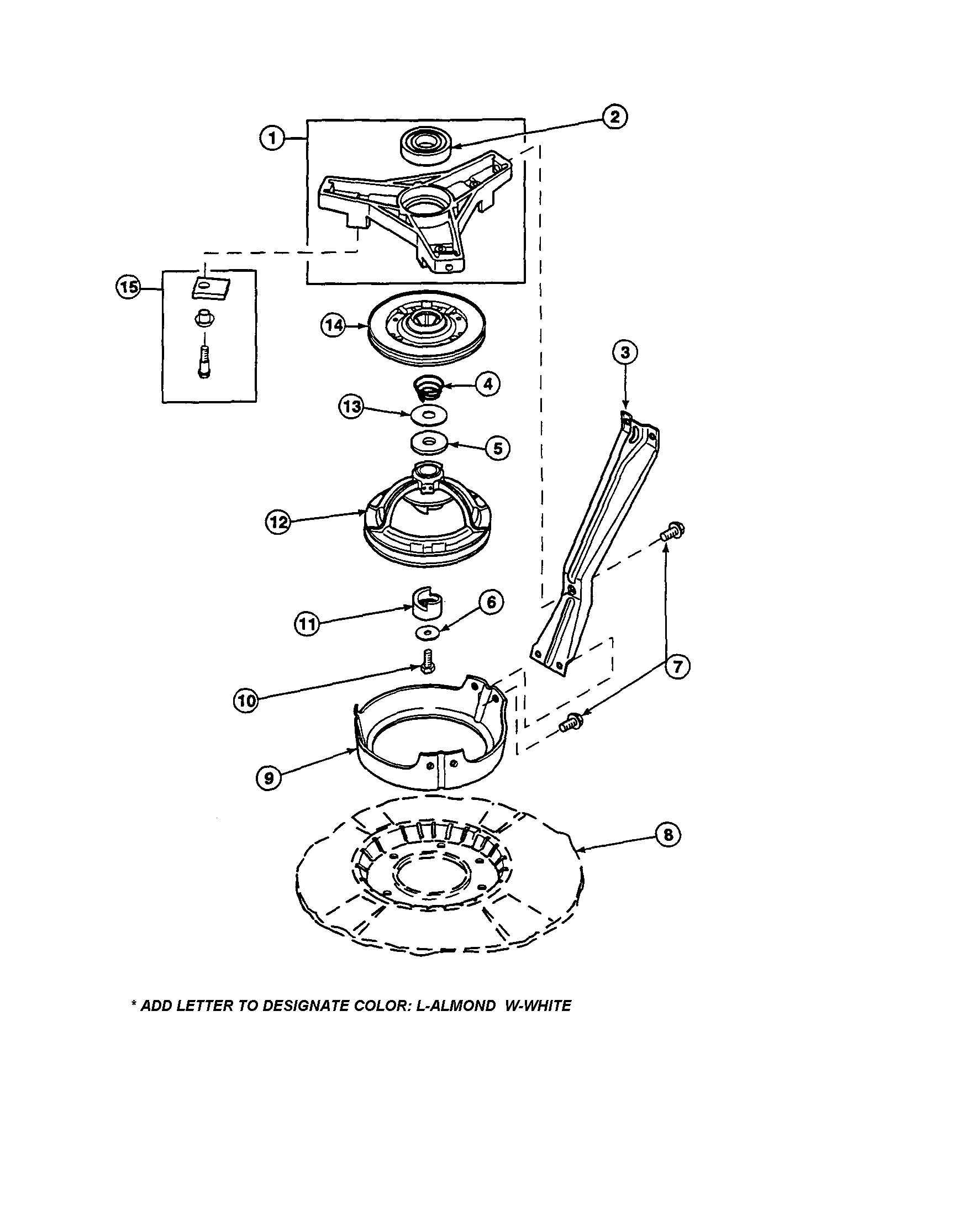 Amana LW8312L2-PLW8312L2A bearing housing/brake/pulley diagram