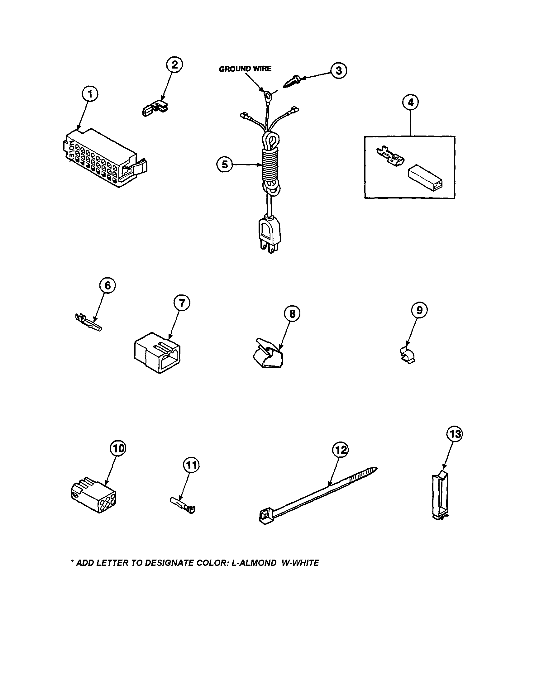 Amana LW8312L2-PLW8312L2A power cord and terminals diagram