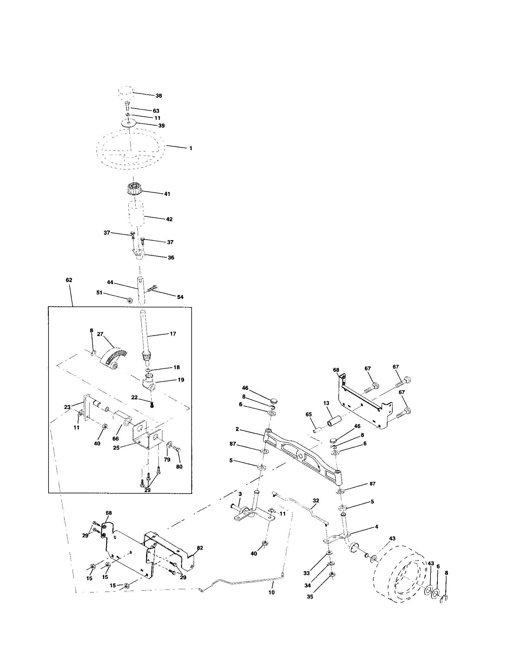 Craftsman 917279960 steering assembly diagram
