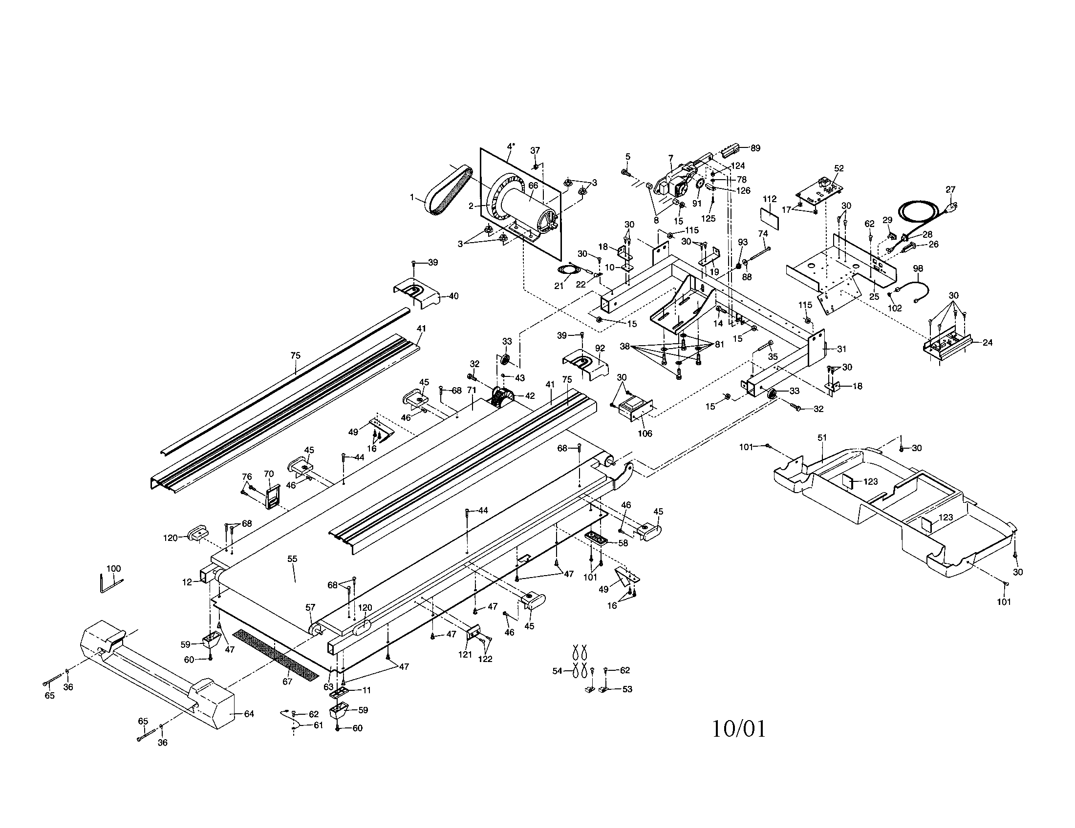 Proform PFTL59210 walking and motor belts diagram