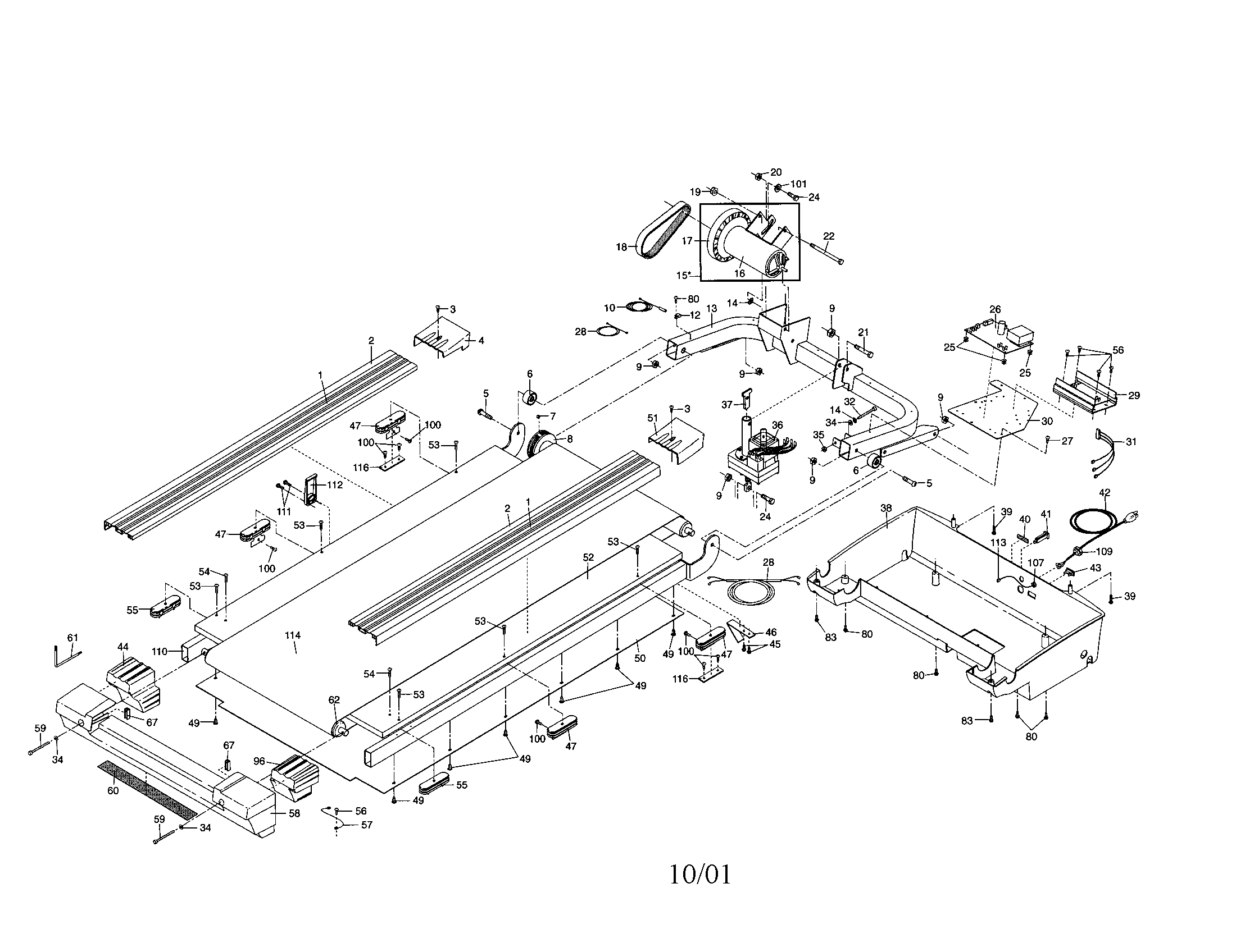NordicTrack NTTL11903 walking and motor belts diagram