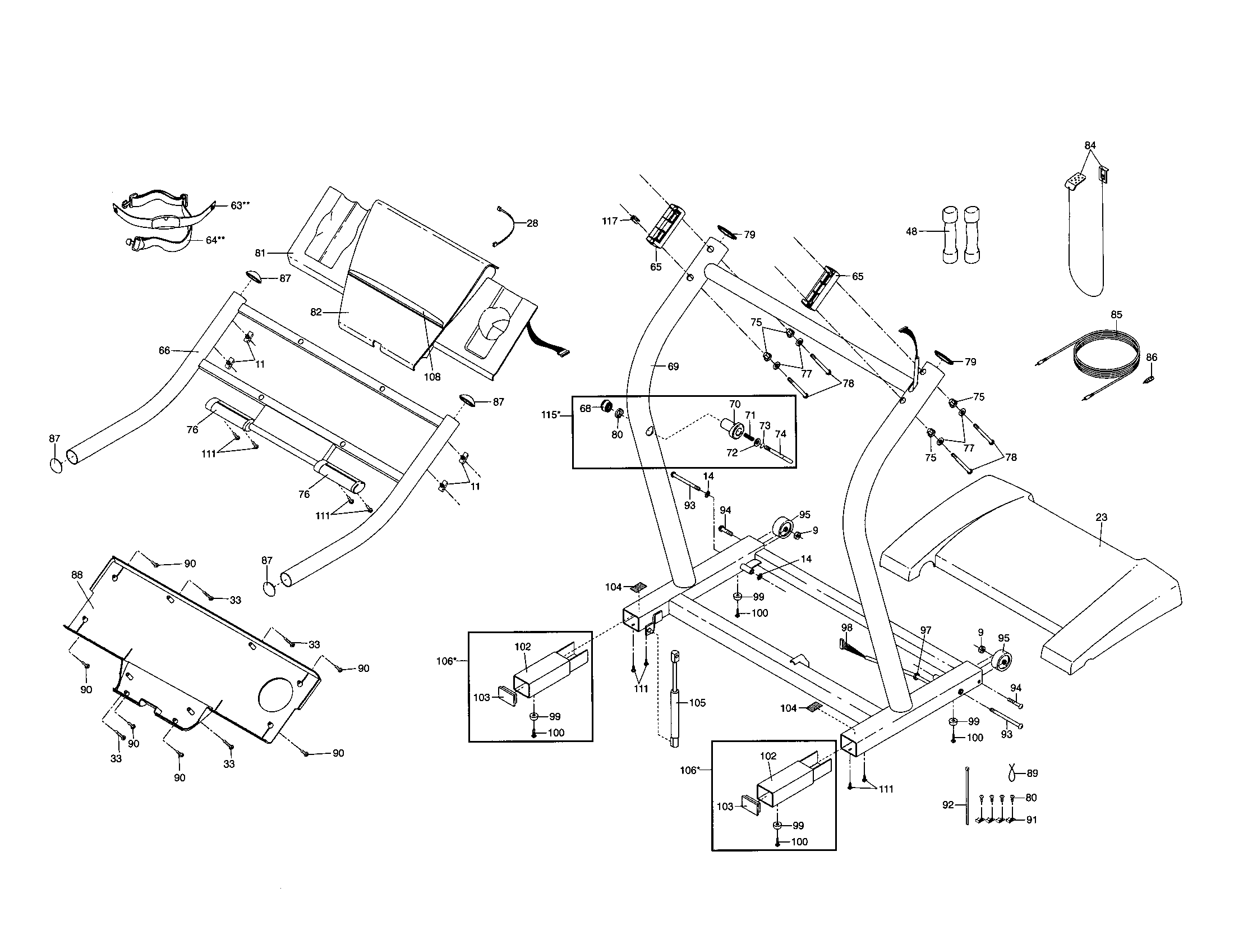 NordicTrack NTTL11903 console base/motor cover diagram