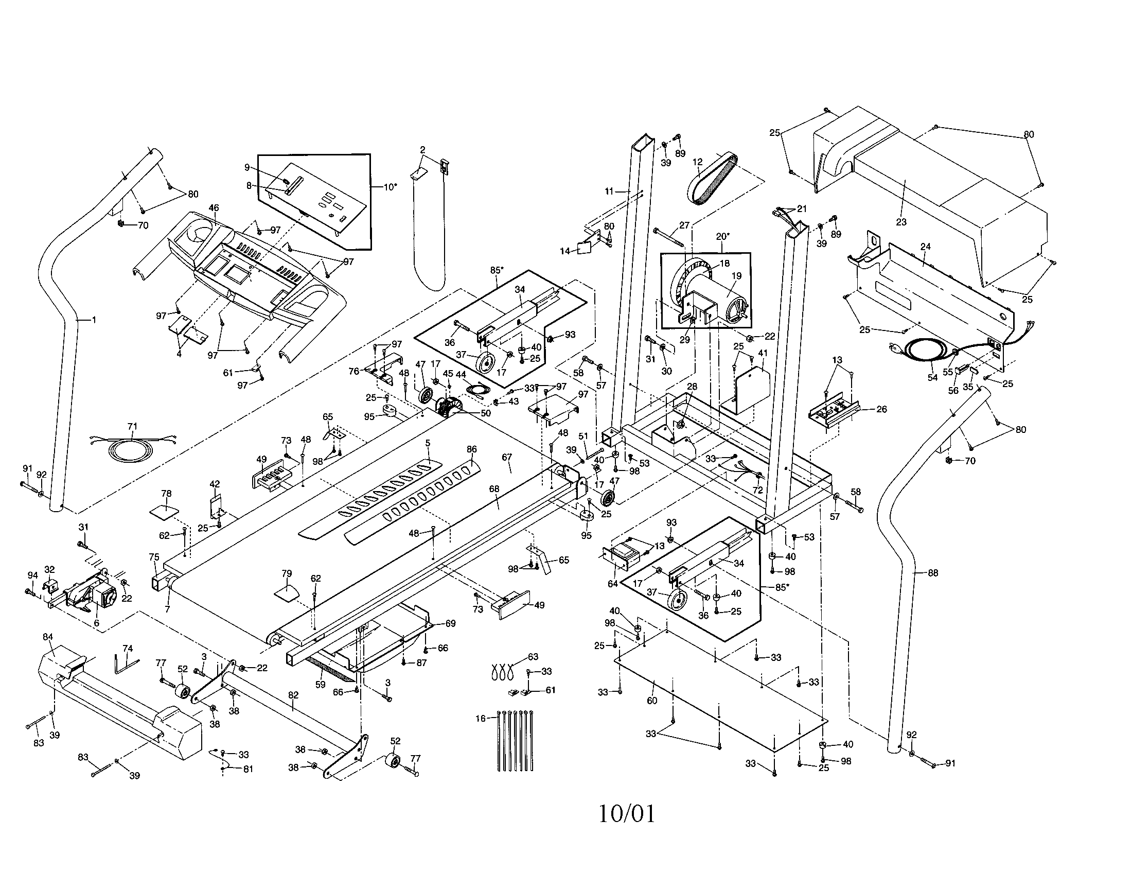 Weslo WLTL48410 frame assembly diagram
