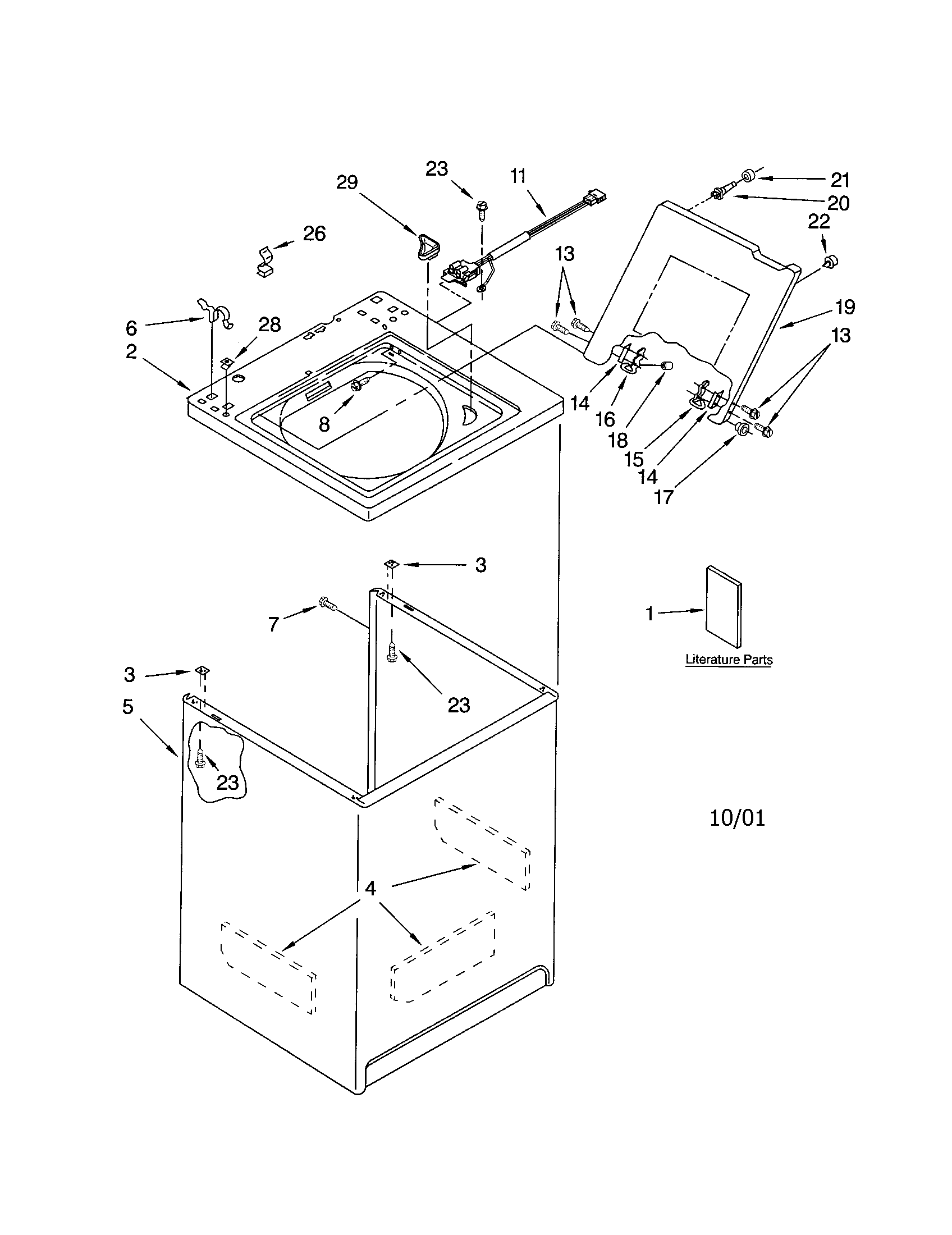 Kenmore 11022902101 top and cabinet diagram