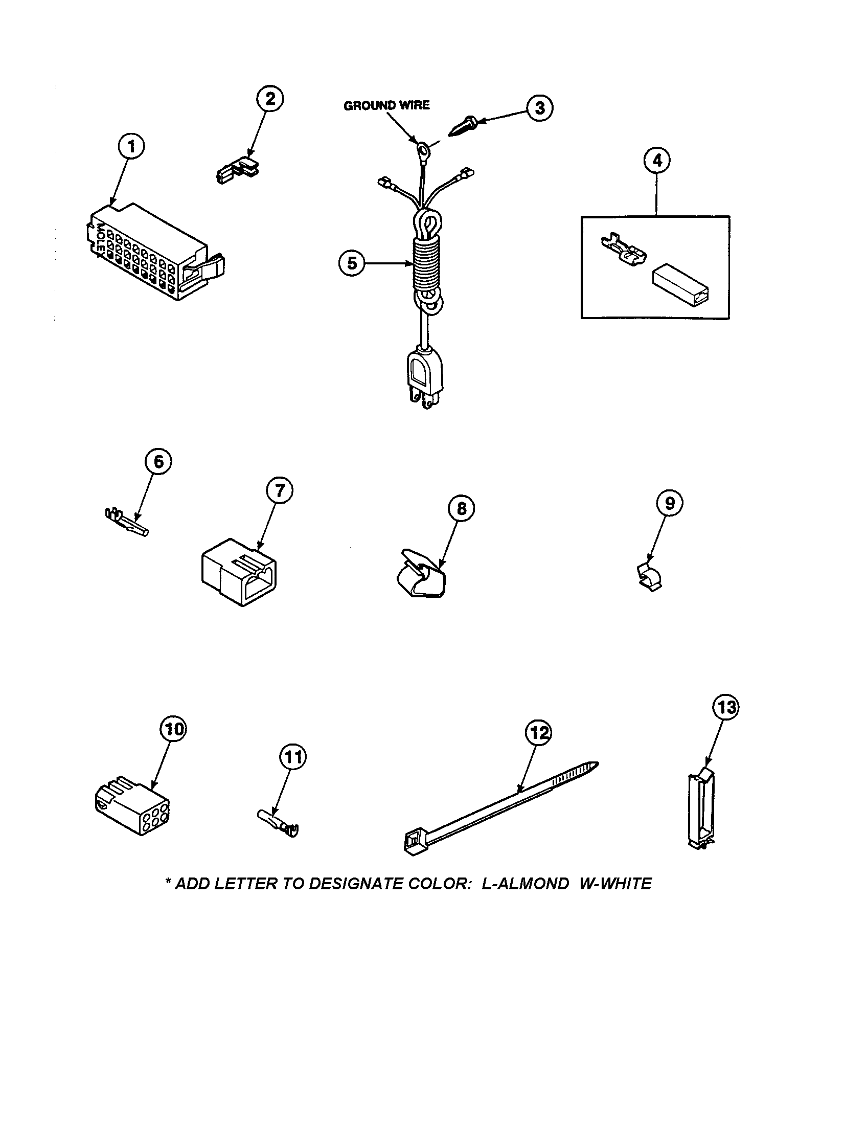Amana CW9203W2-PCW9203W2A power cord and terminals diagram