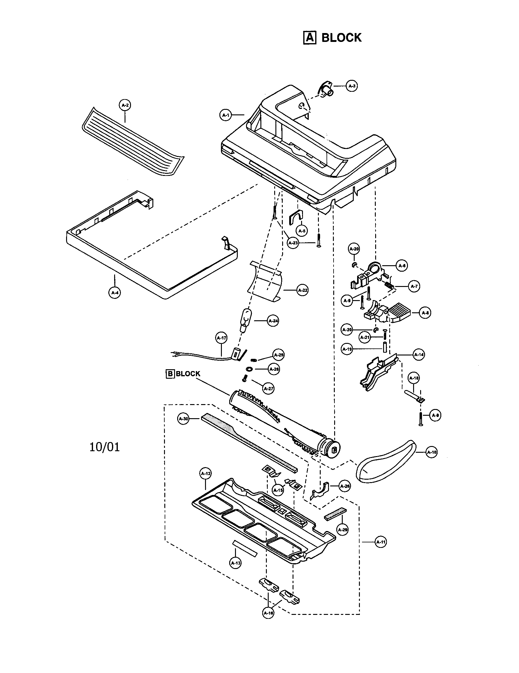 Panasonic MC-V5238 nozzle housing diagram