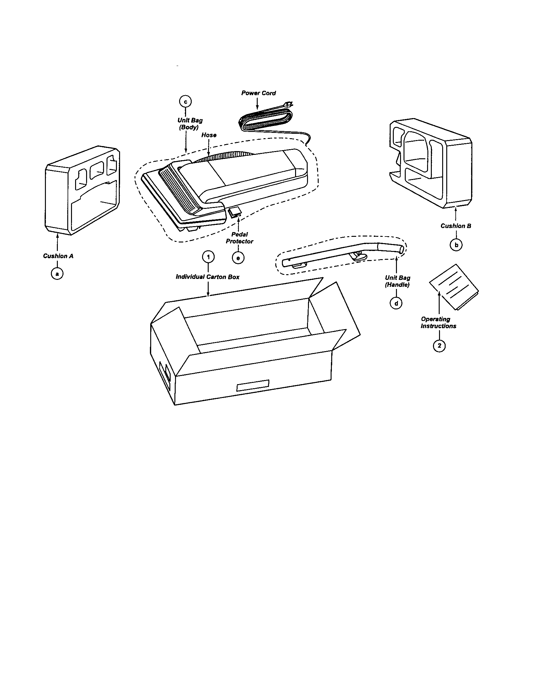 Panasonic MC-V5238 packing materials diagram