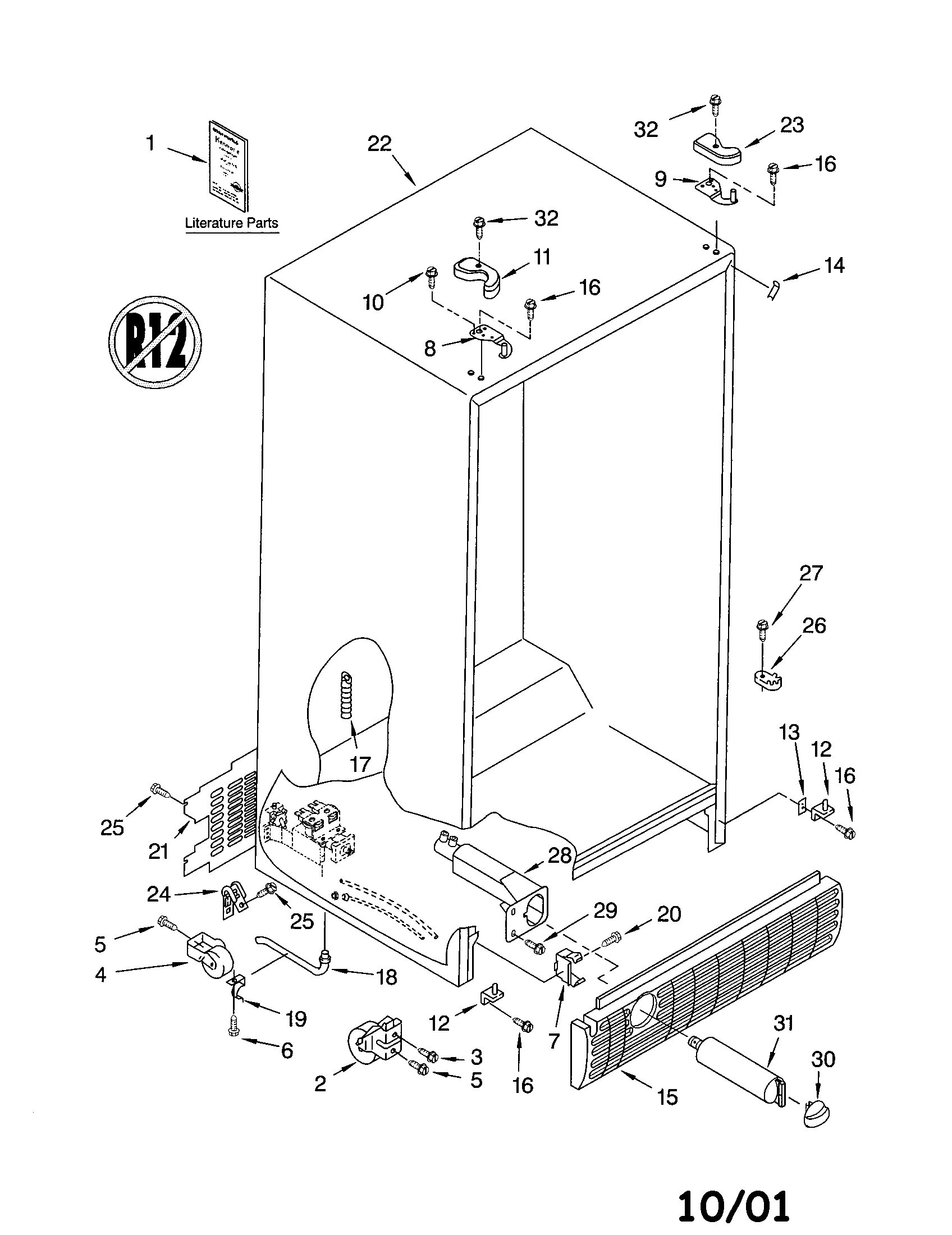 Kenmore 10652282200 cabinet diagram
