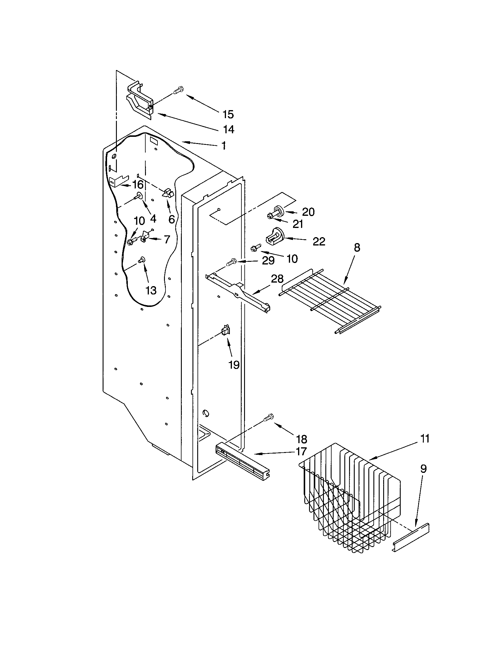 Kenmore 10652282200 freezer liner diagram