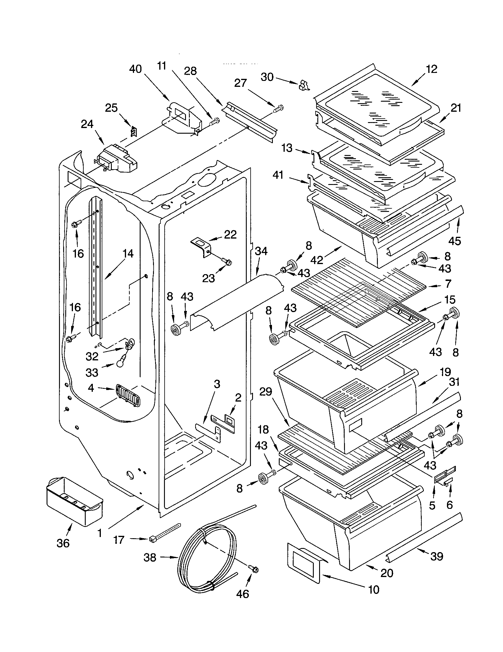 Kenmore 10652584200 refrigerator liner diagram