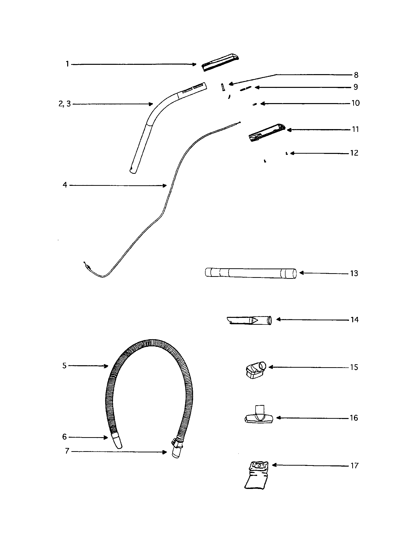 Eureka 5181AT-2 hose and handle diagram