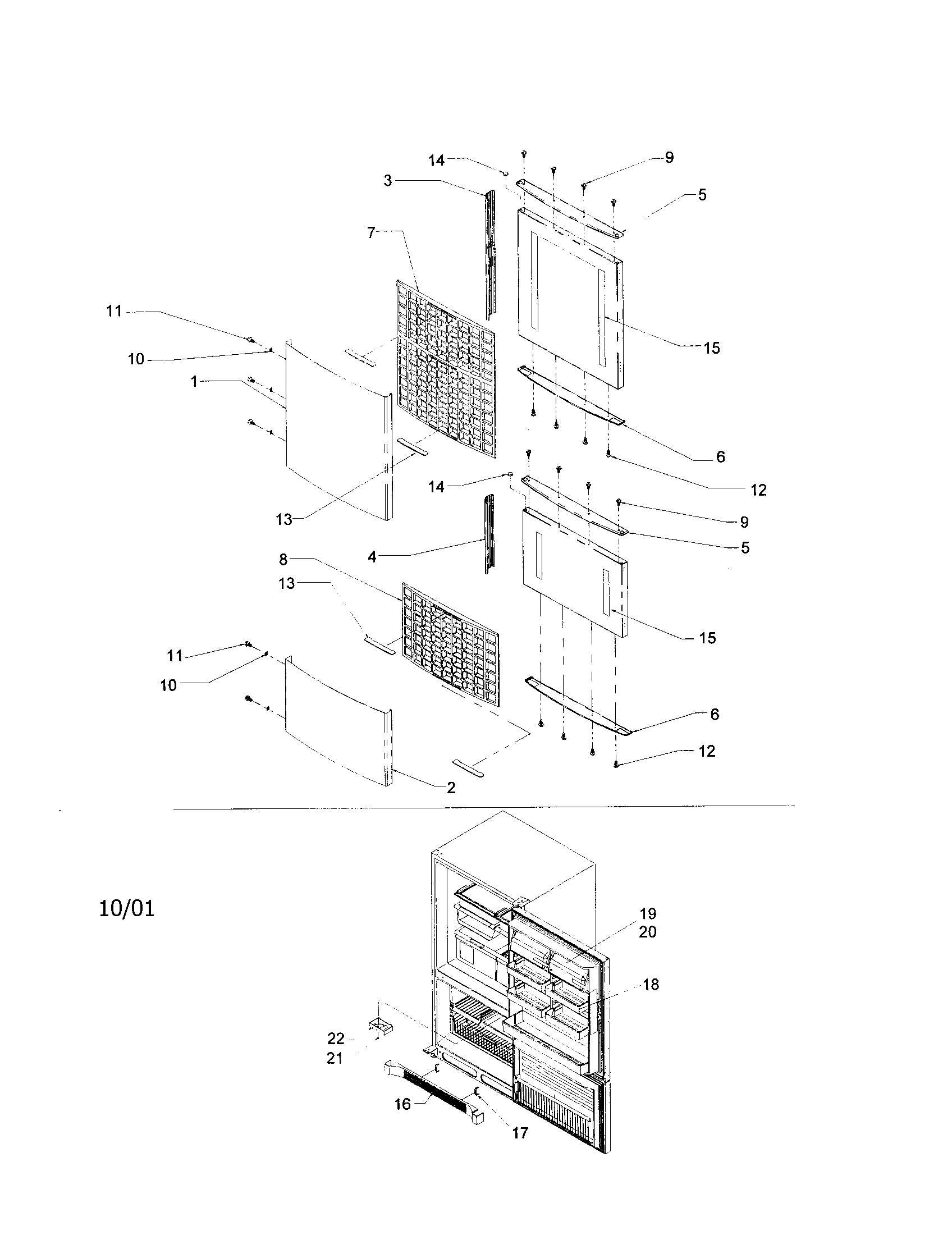 Kenmore 59671003100 door panel and grille diagram