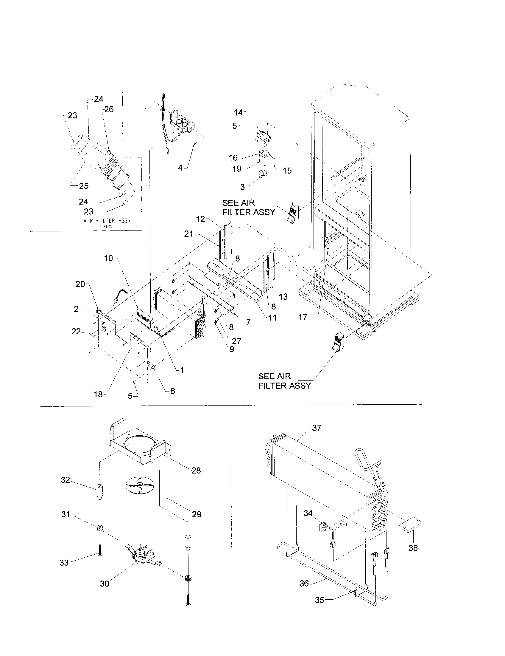 Kenmore 59671003100 evaporator area diagram
