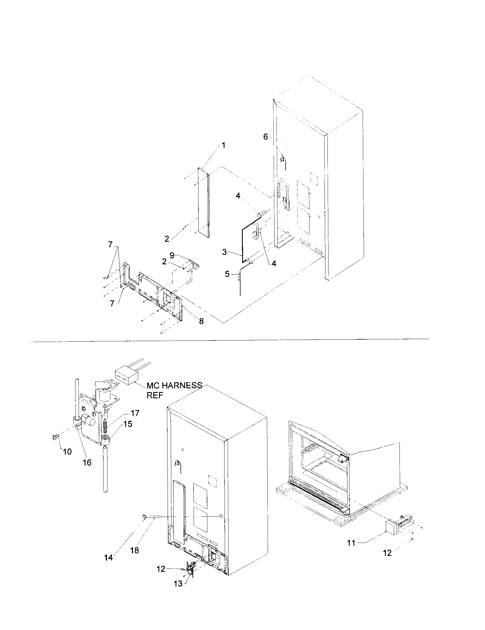 Kenmore 59671003100 cabinet back and water valve diagram