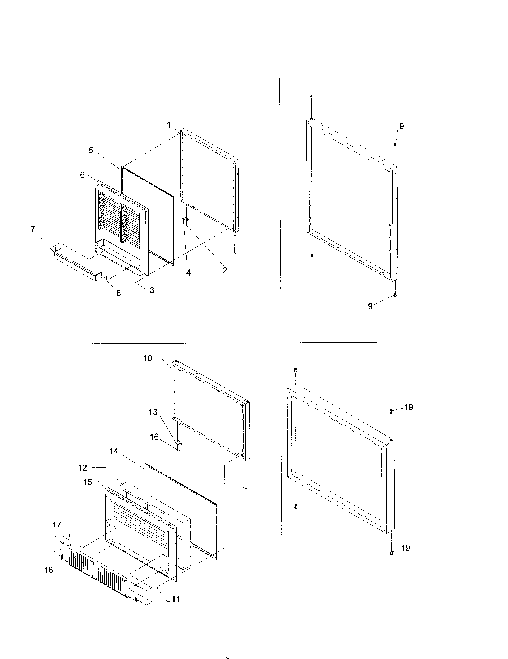 Kenmore 59671003100 door assembly diagram