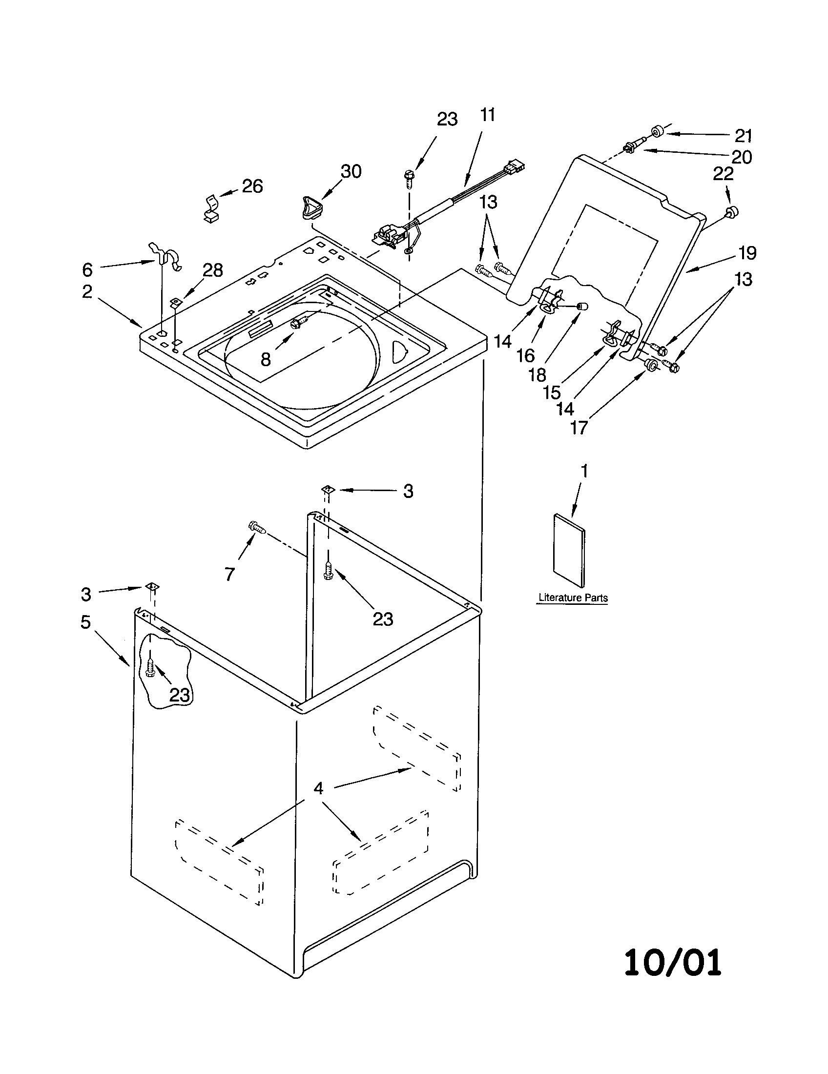 Kenmore 11022912101 top and cabinet diagram