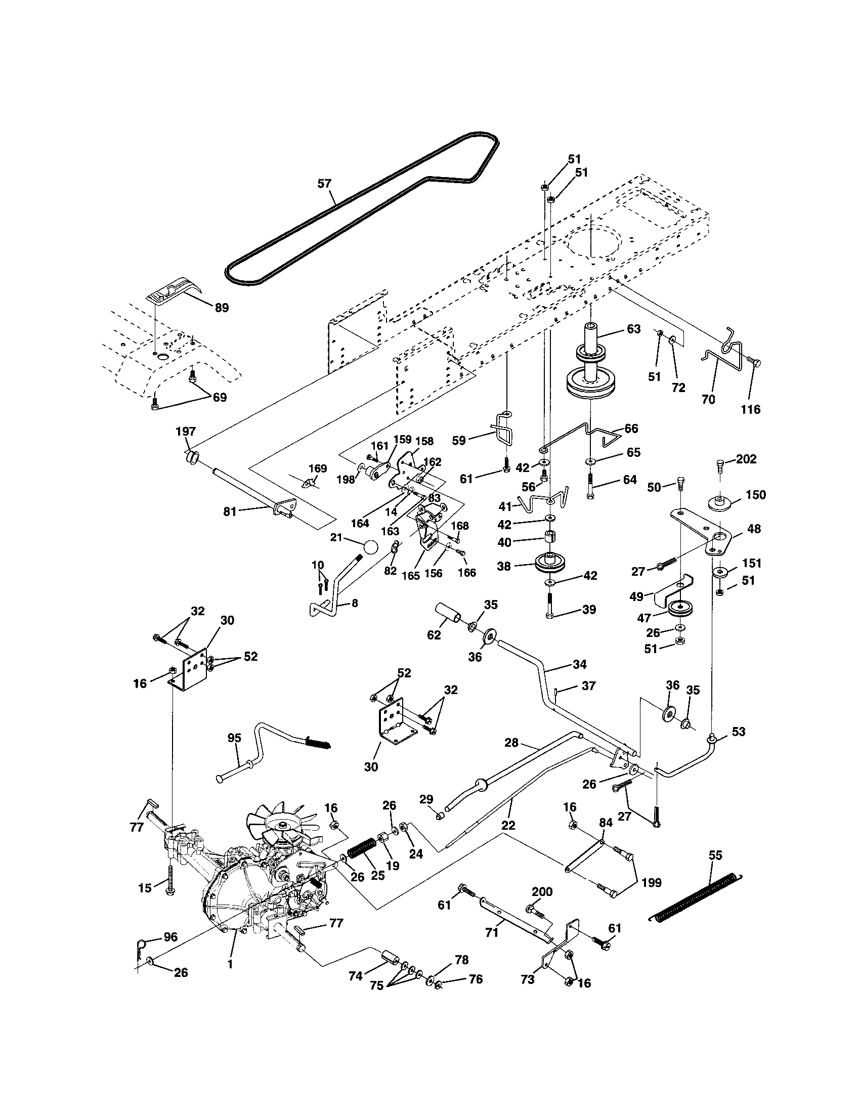 Poulan PPR17H42STC drive diagram