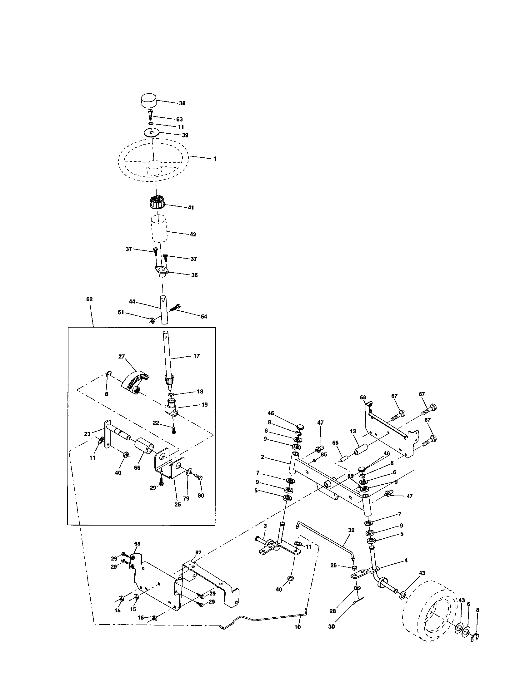 Poulan PPR17H42STC steering assembly diagram