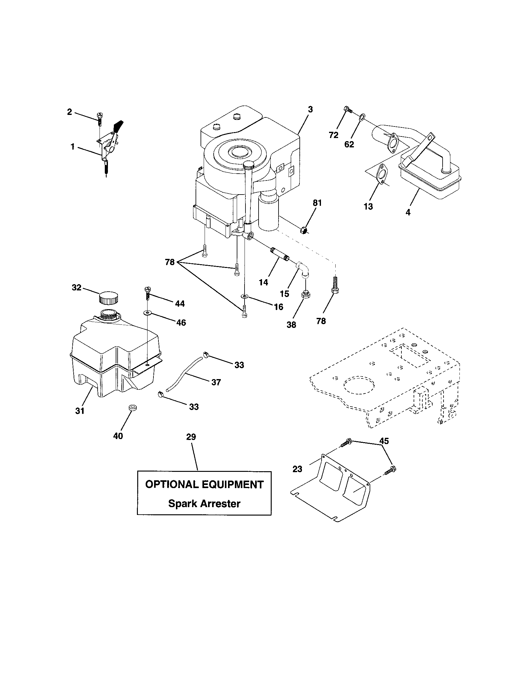 Poulan PPR17H42STC engine diagram