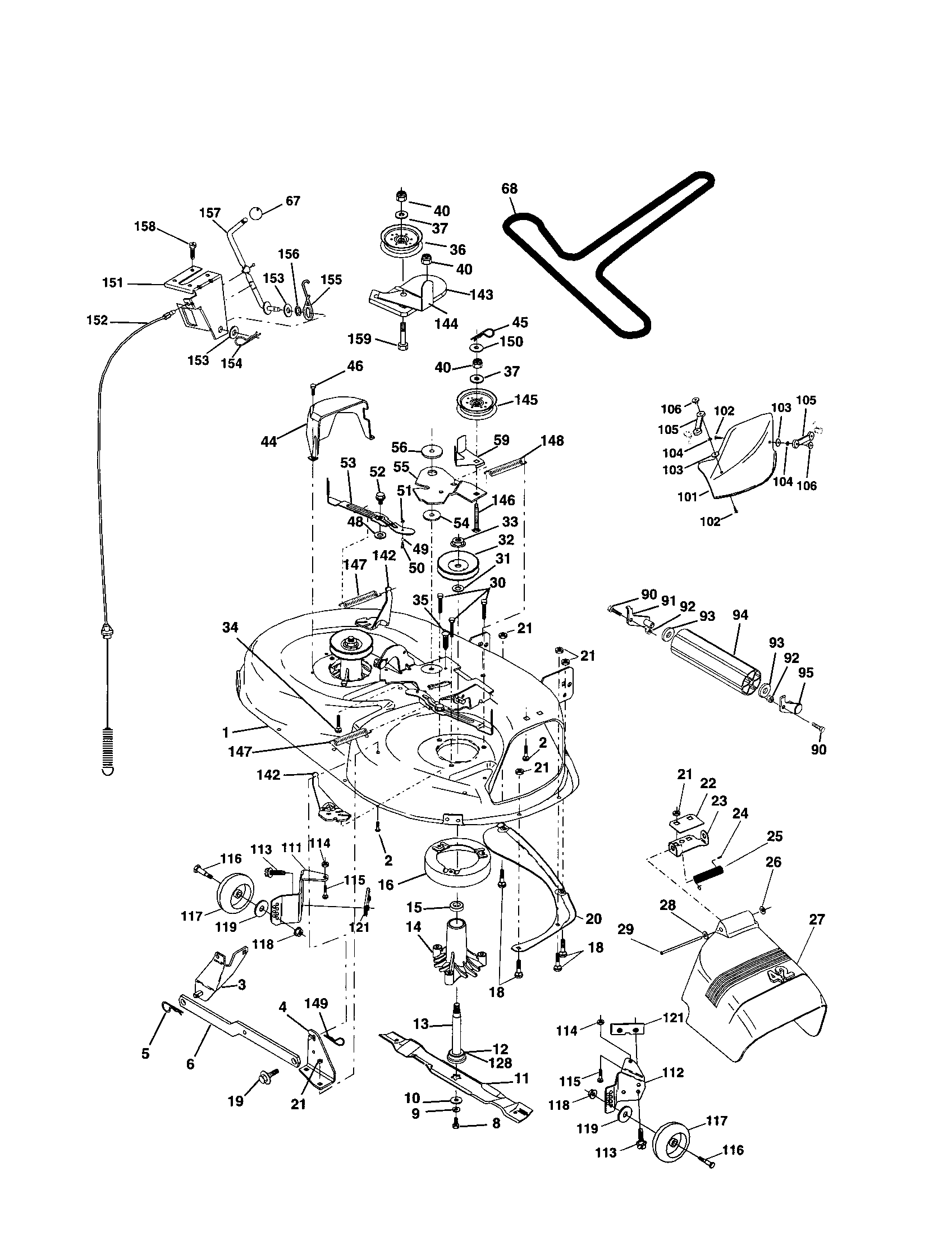 Poulan PPR17H42STC mower deck diagram