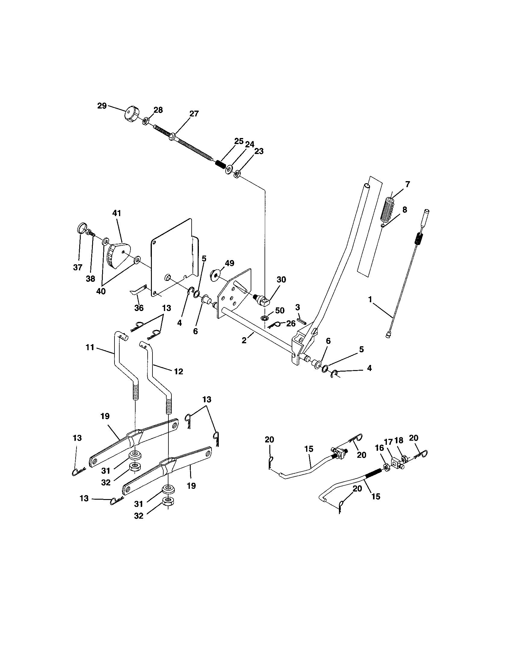 Poulan PPR17H42STC mower lift diagram