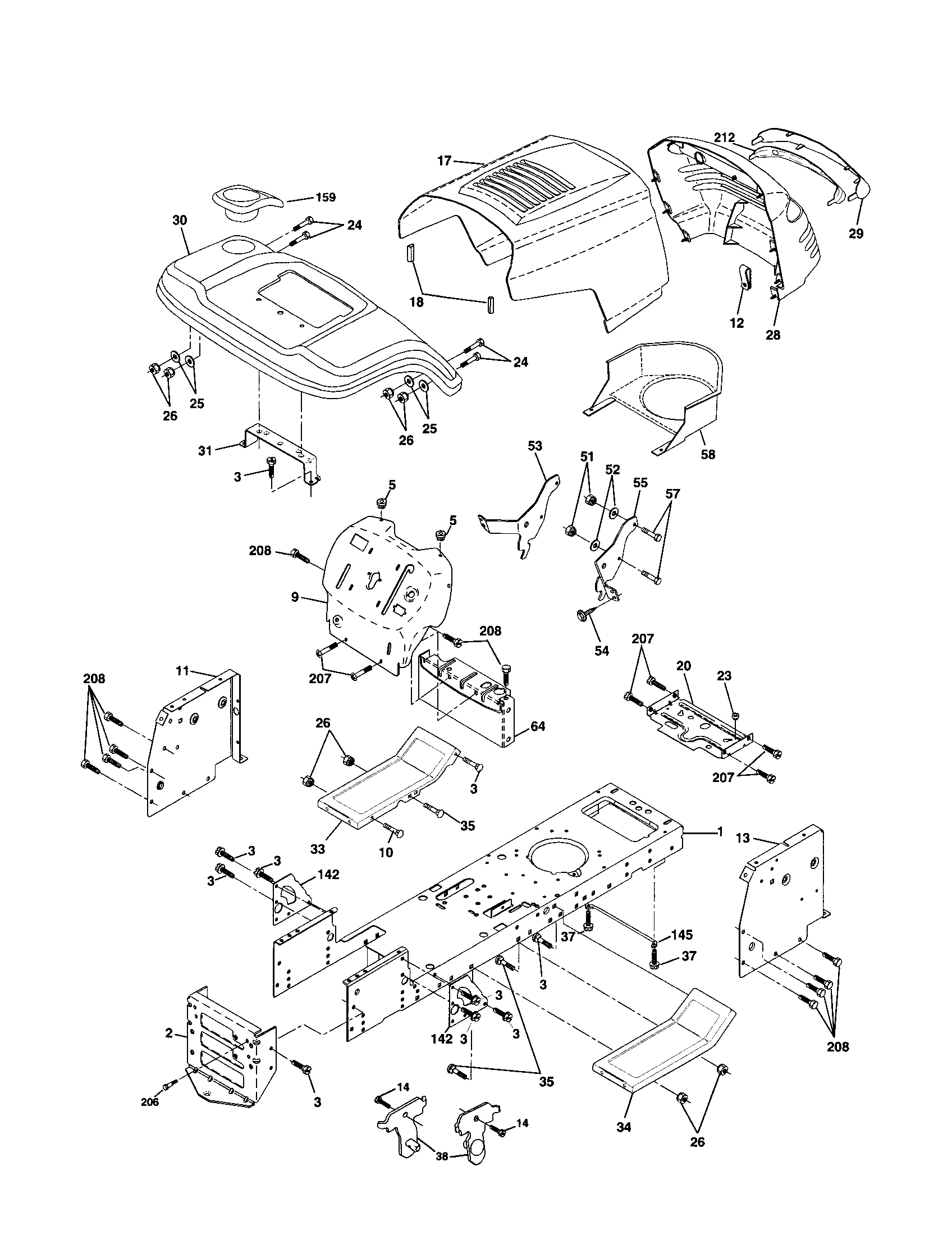 Poulan PR17H42STB chassis diagram