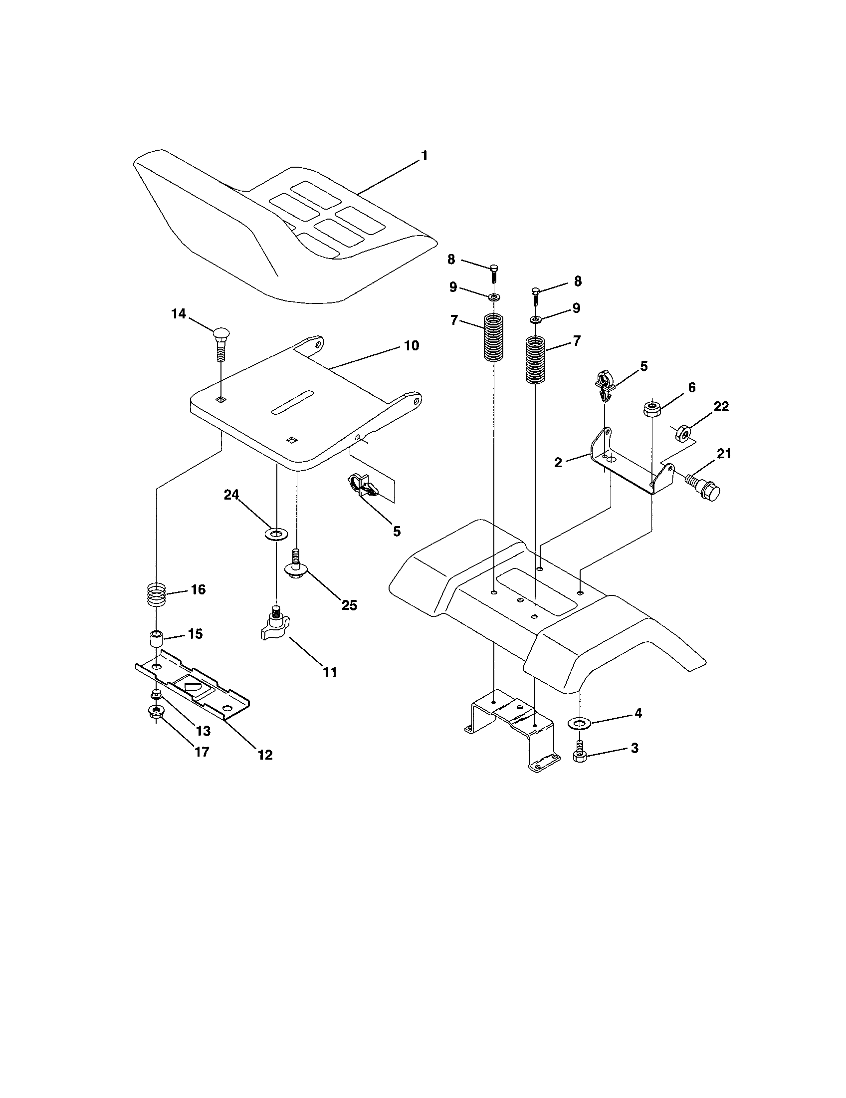 Poulan PR17H42STB seat assembly diagram