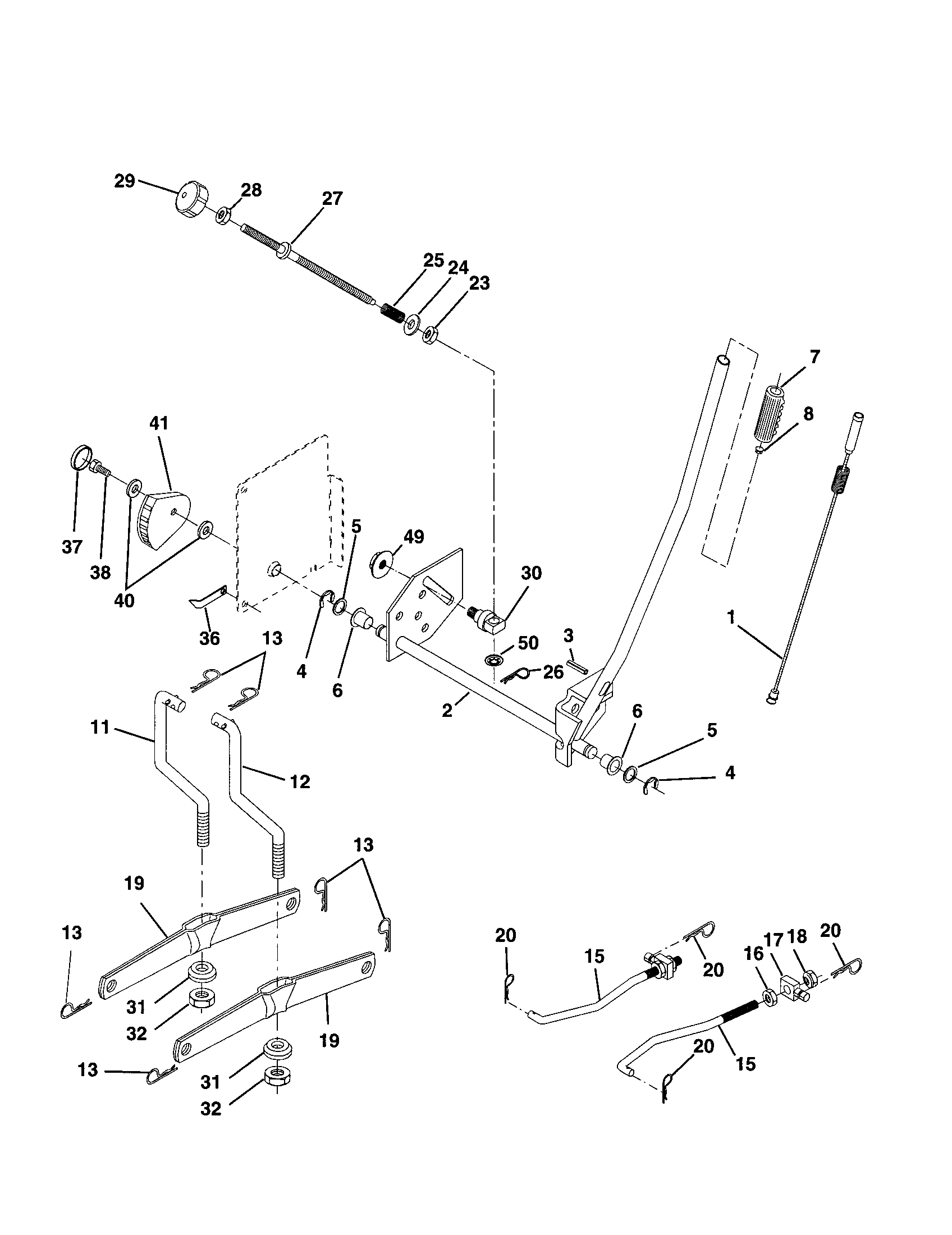 Poulan PR17H42STB mower lift diagram