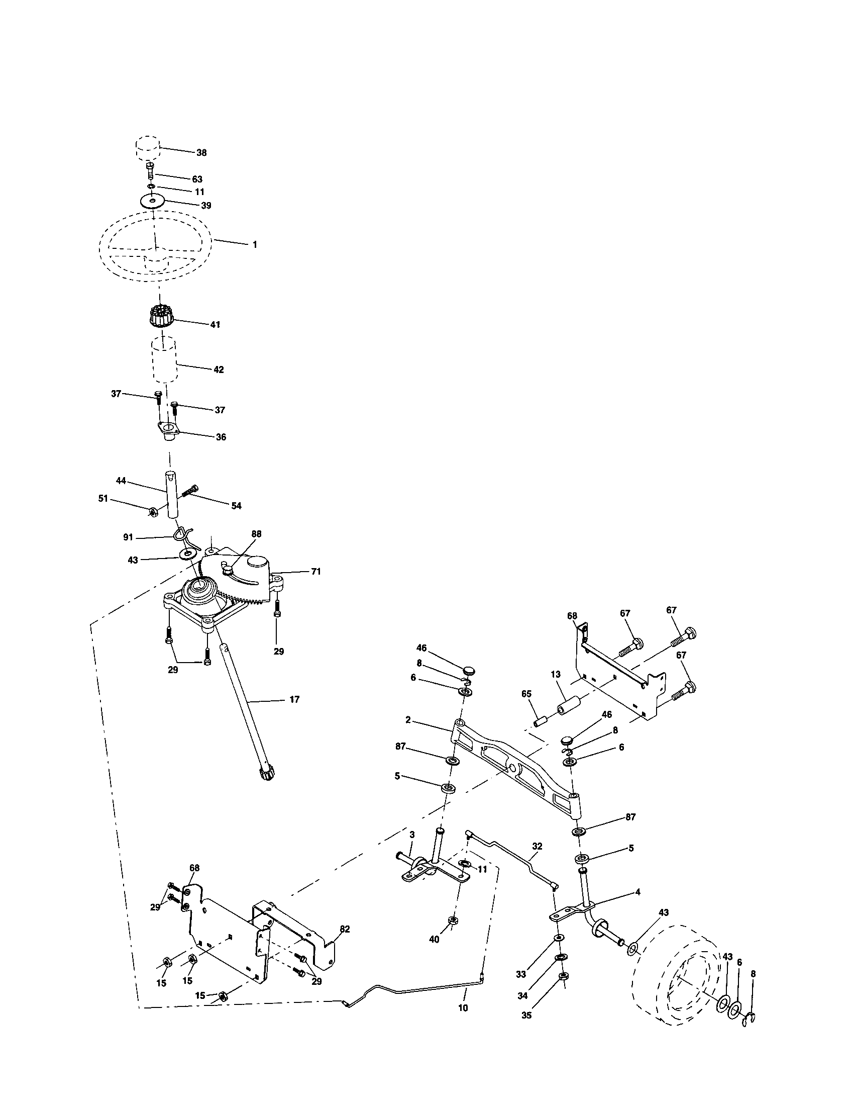 Poulan PR1742STD steering assembly diagram